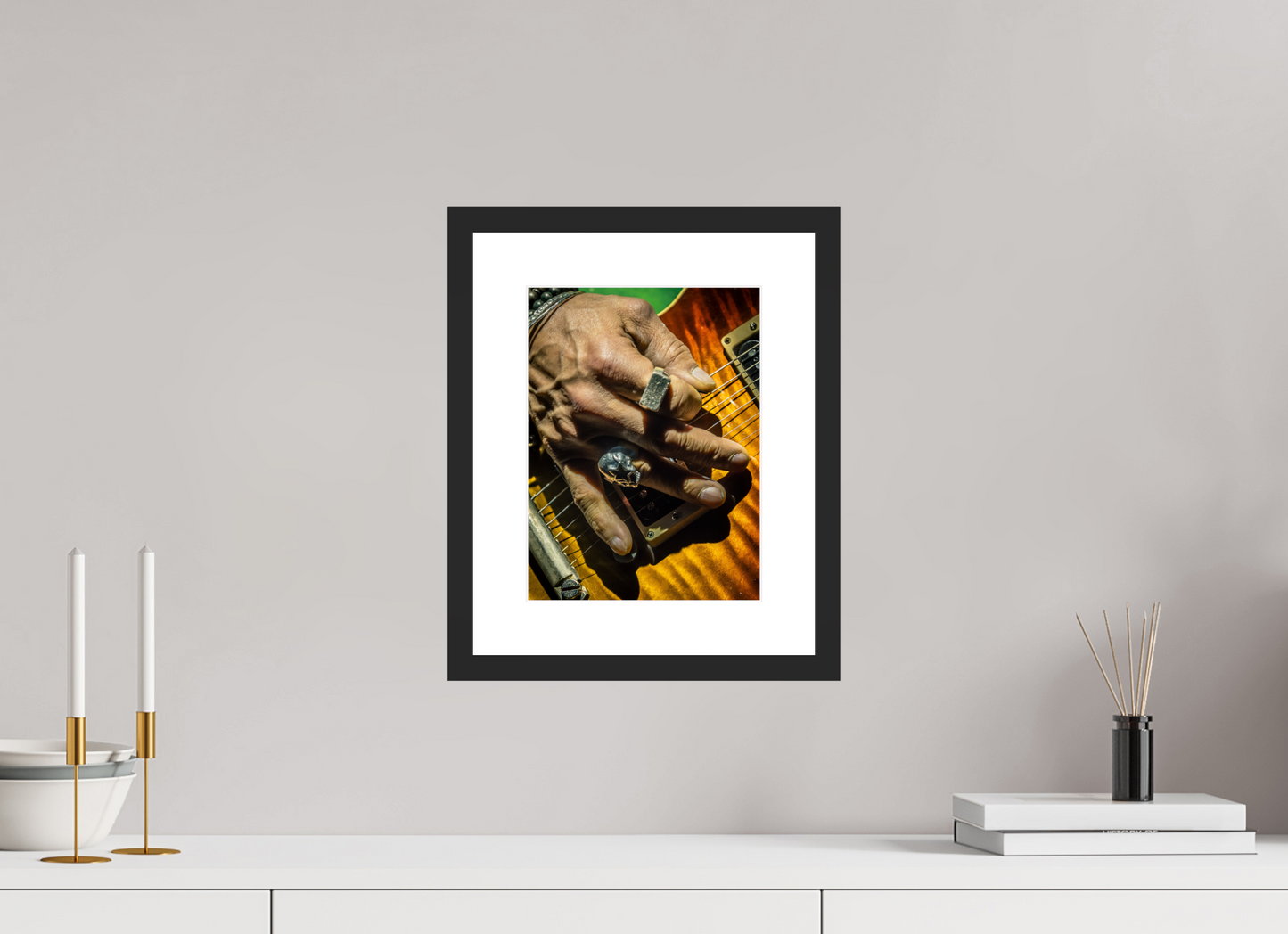 21 x 28 cm, Wood Frame with Passe-Partout | Black Matte Slash 08