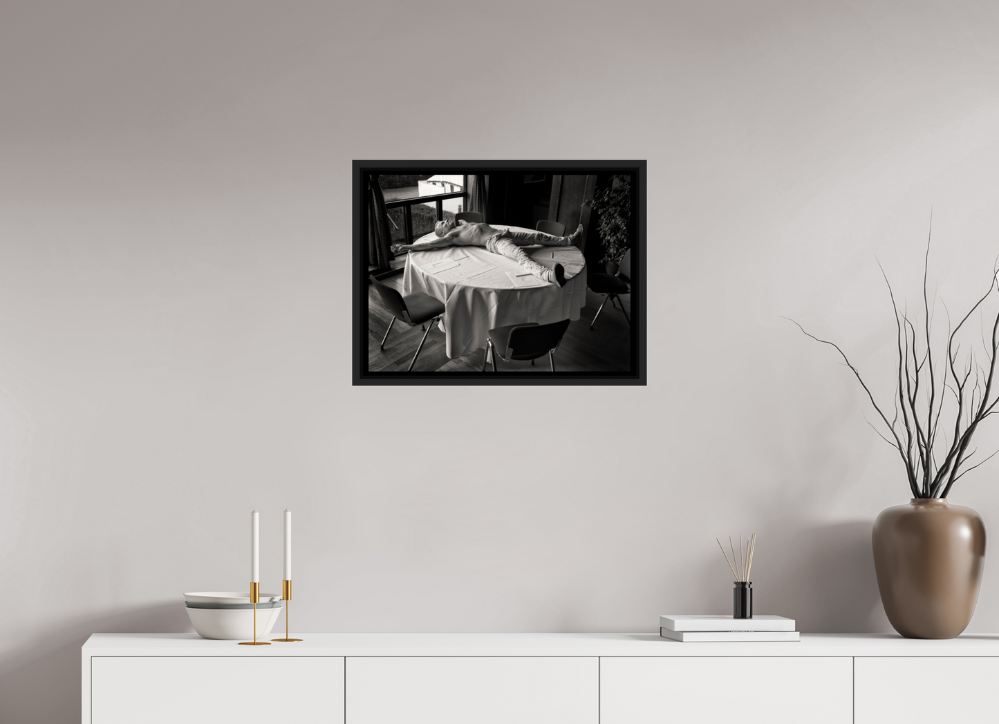 60 x 45 cm, Floater Frame | Black Matte Flea - Red Hot Chili Peppers 03