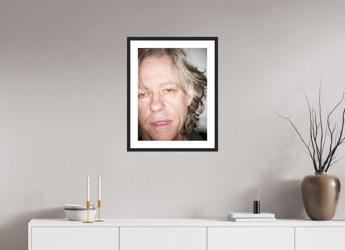 45 x 60 cm, Wood Frame with Passe-Partout | Black Matte Bob Geldof 03