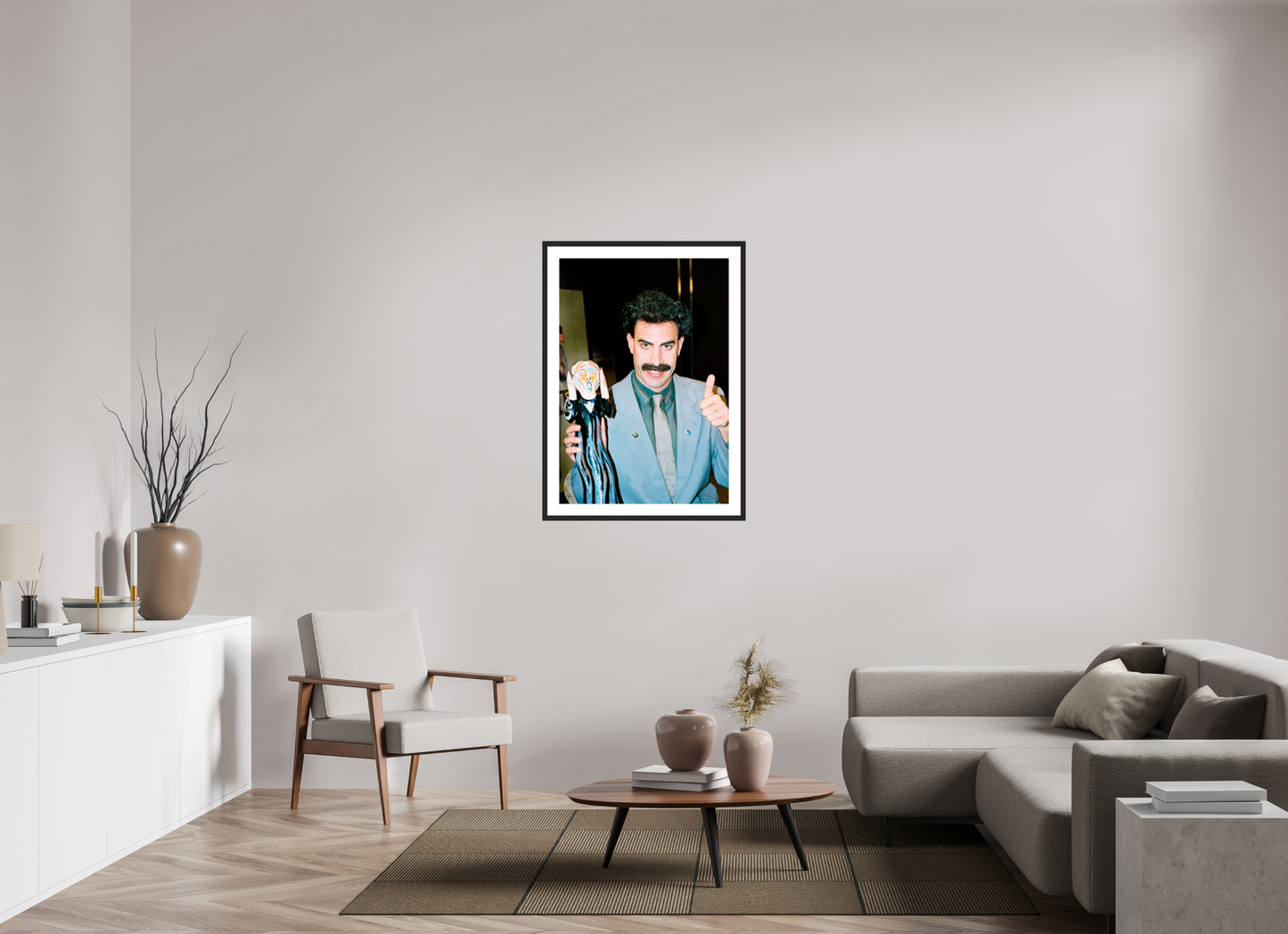 70 x 101 cm, Wood Frame with Passe-Partout | Black Matte Sacha Baron Cohen 01