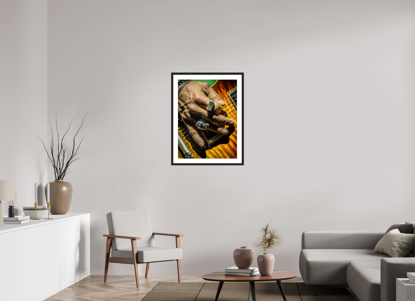 60 x 80 cm, Wood Frame with Passe-Partout | Black Matte Slash 08