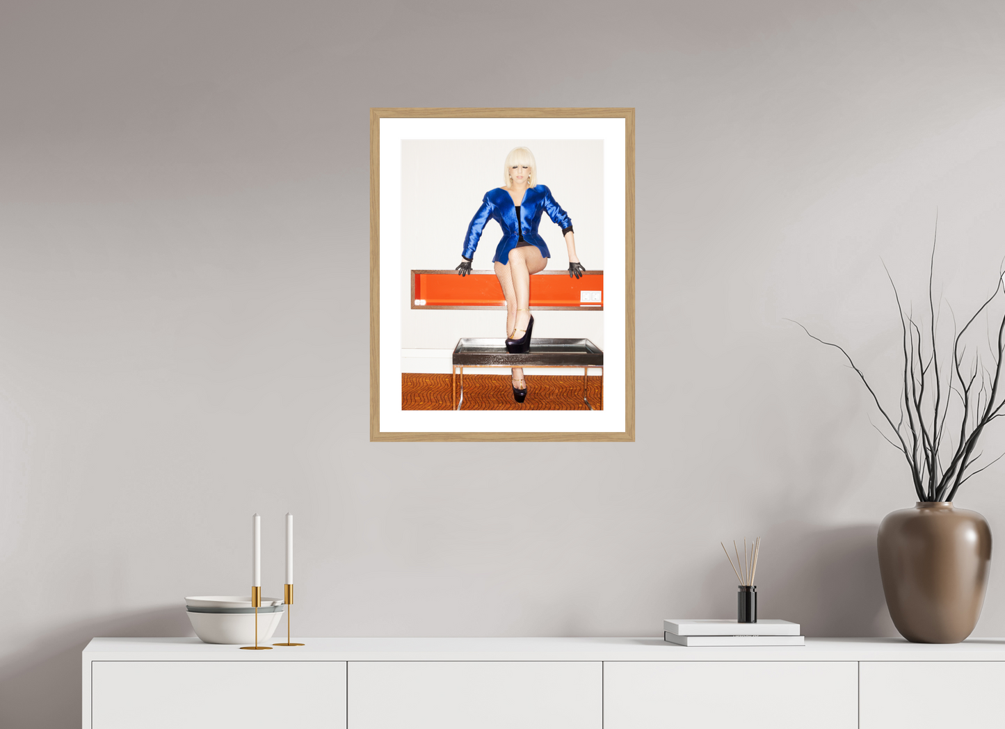 45 x 60 cm, Wood Frame with Passe-Partout | Oak Lady Gaga 07