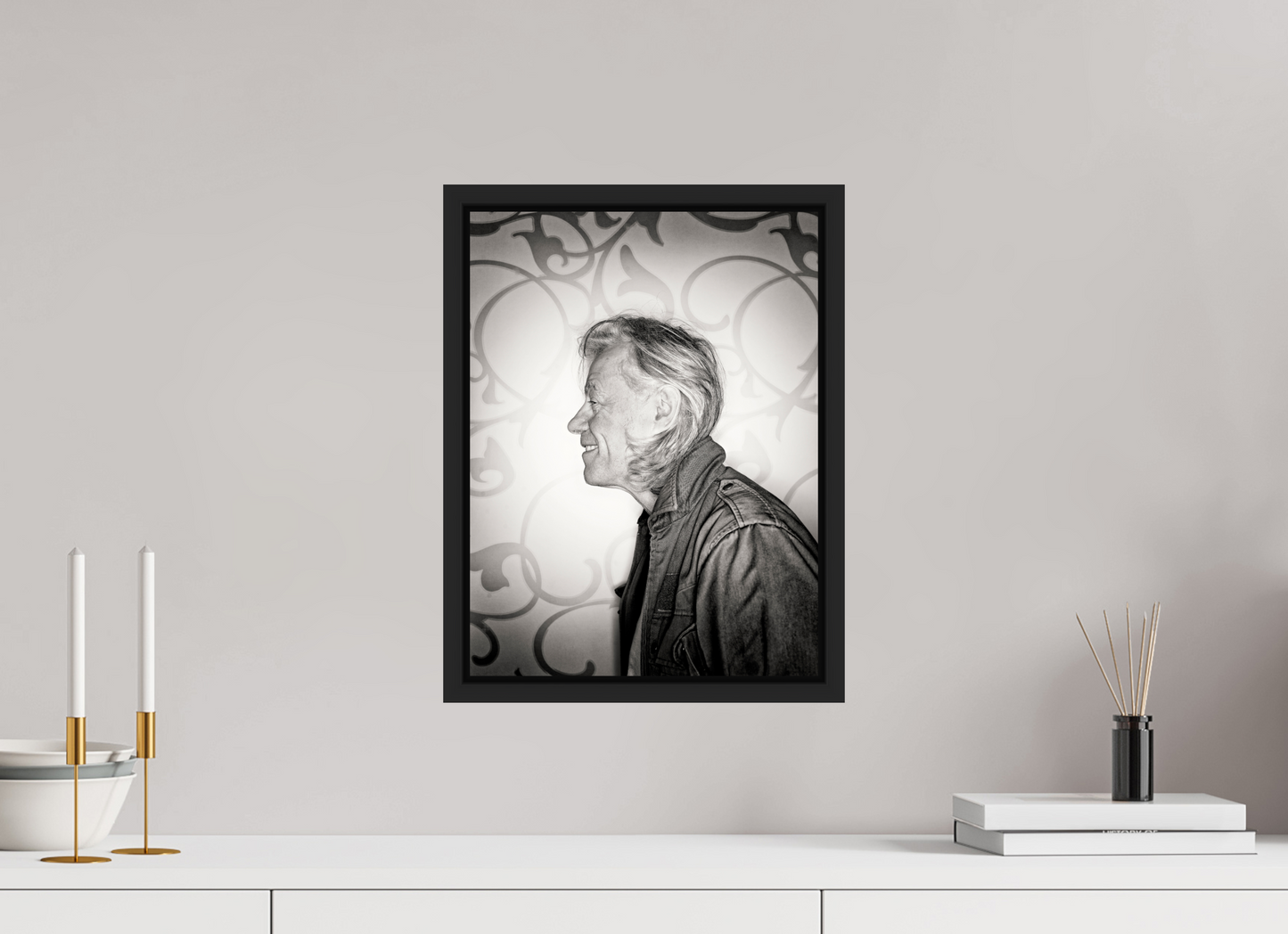 30 x 40 cm, Floater Frame | Black Matte Bob Geldof 02