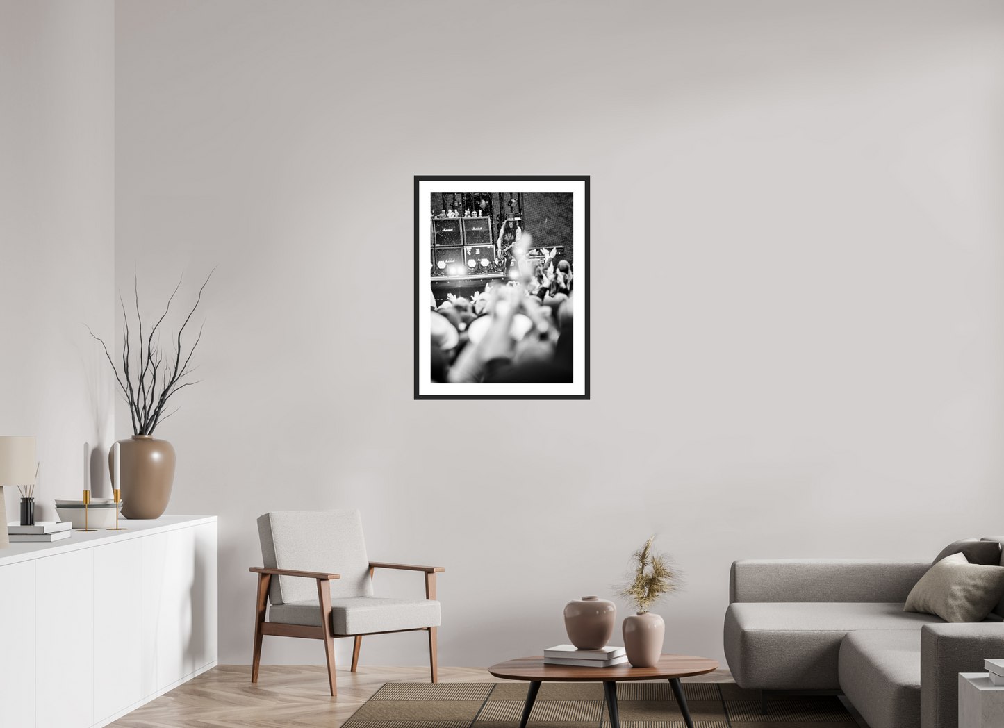 60 x 80 cm, Wood Frame with Passe-Partout | Black Matte Slash Live 01
