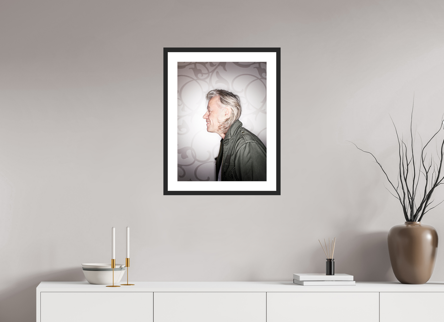 45 x 60 cm, Wood Frame with Passe-Partout | Black Matte Bob Geldof 01