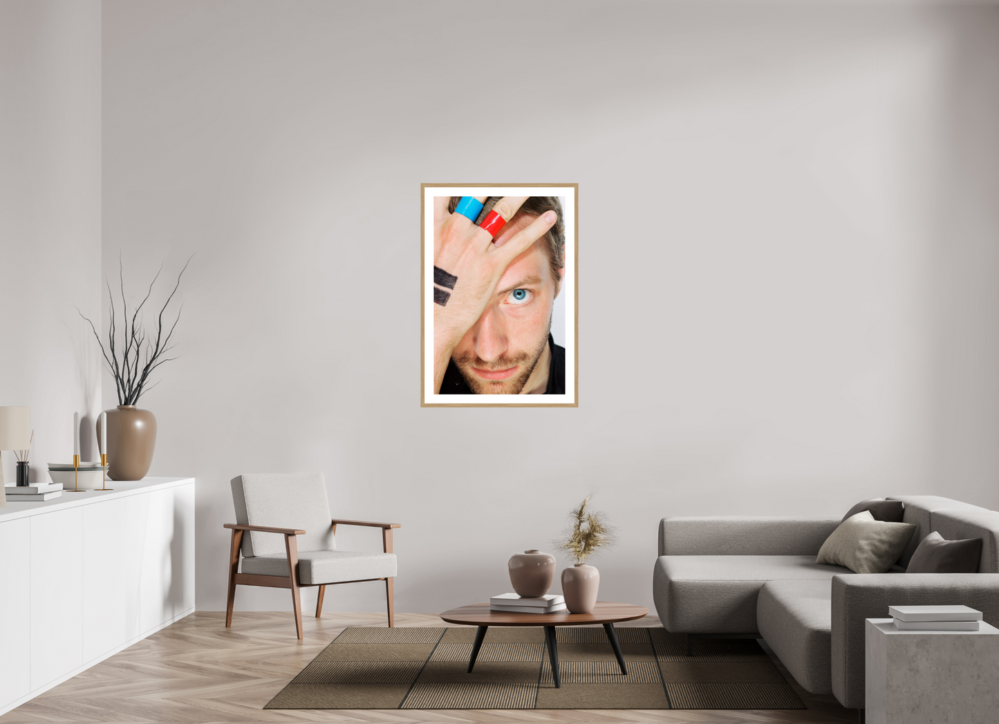 70 x 105 cm, Wood Frame with Passe-Partout | Oak Chris Martin - Coldplay 04