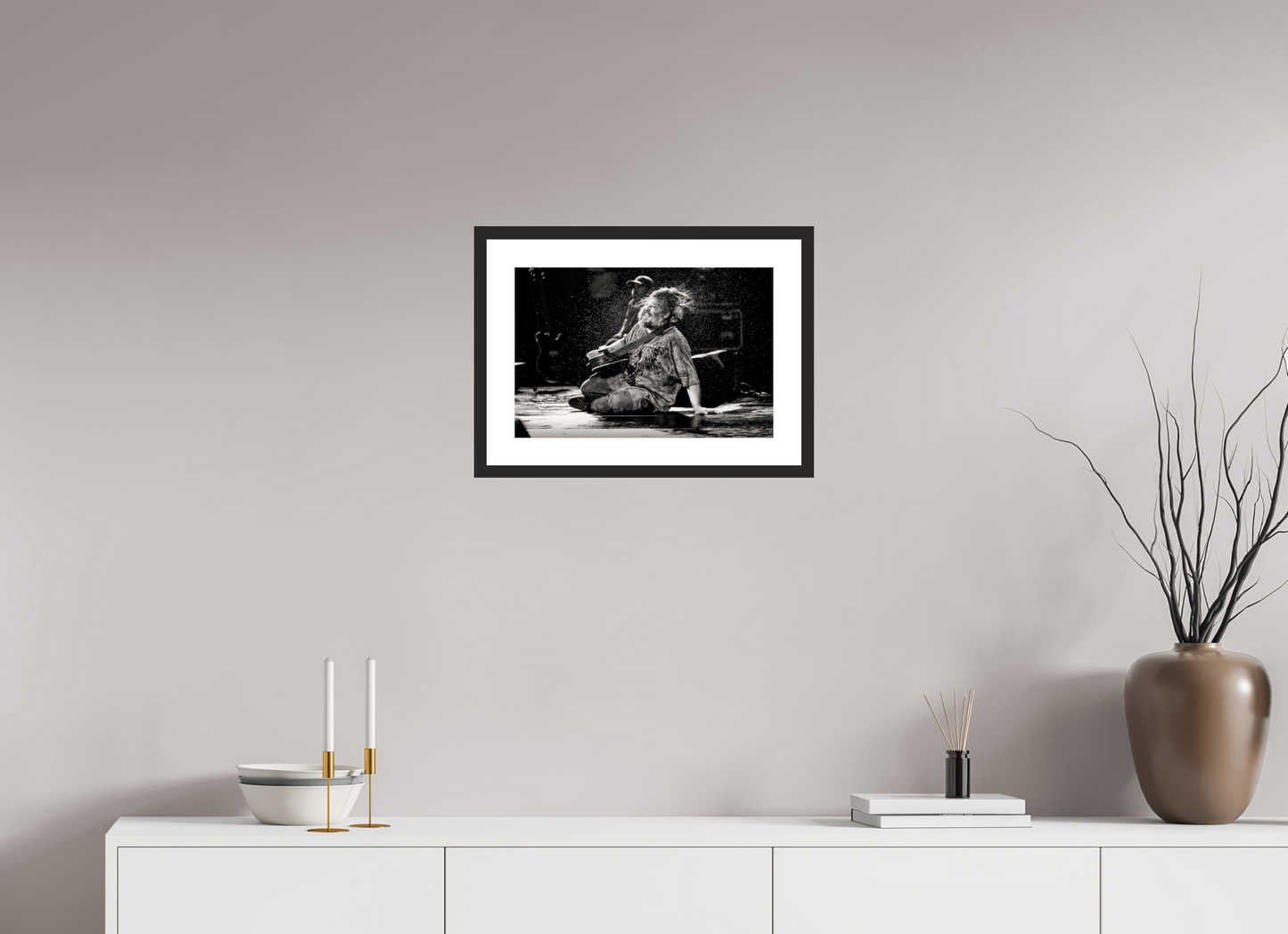 45 x 30 cm, Wood Frame with Passe-Partout | Black Matte Jack Black - Tenacious D Live 01