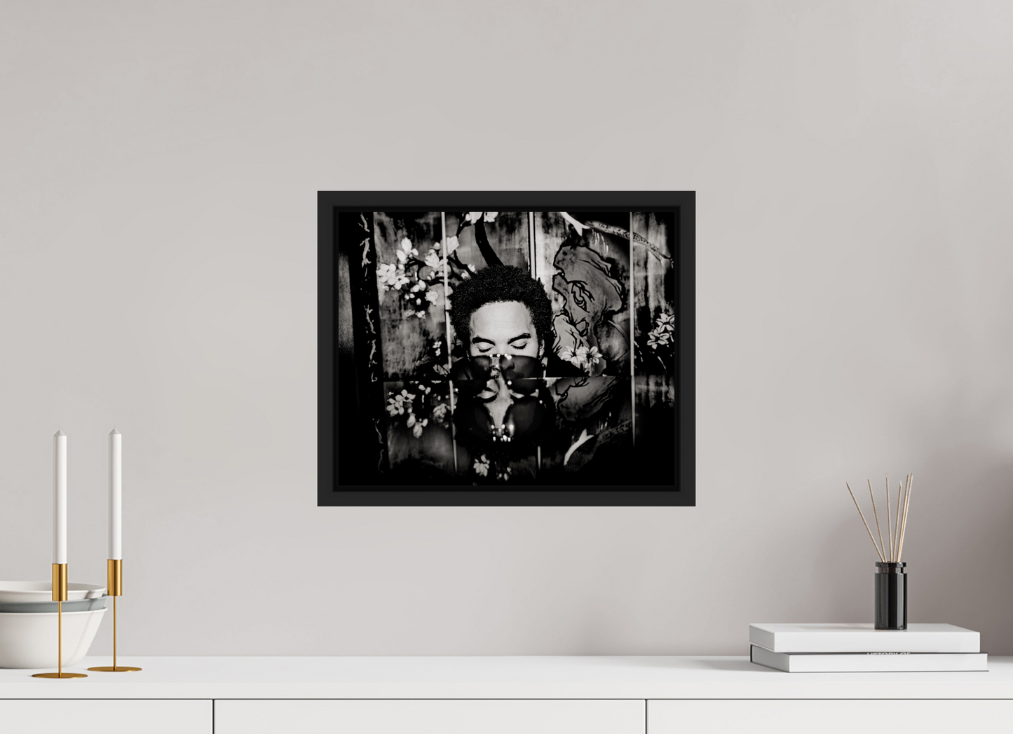 36,8 x 30 cm, Floater Frame | Black Matte Lenny Kravitz 01