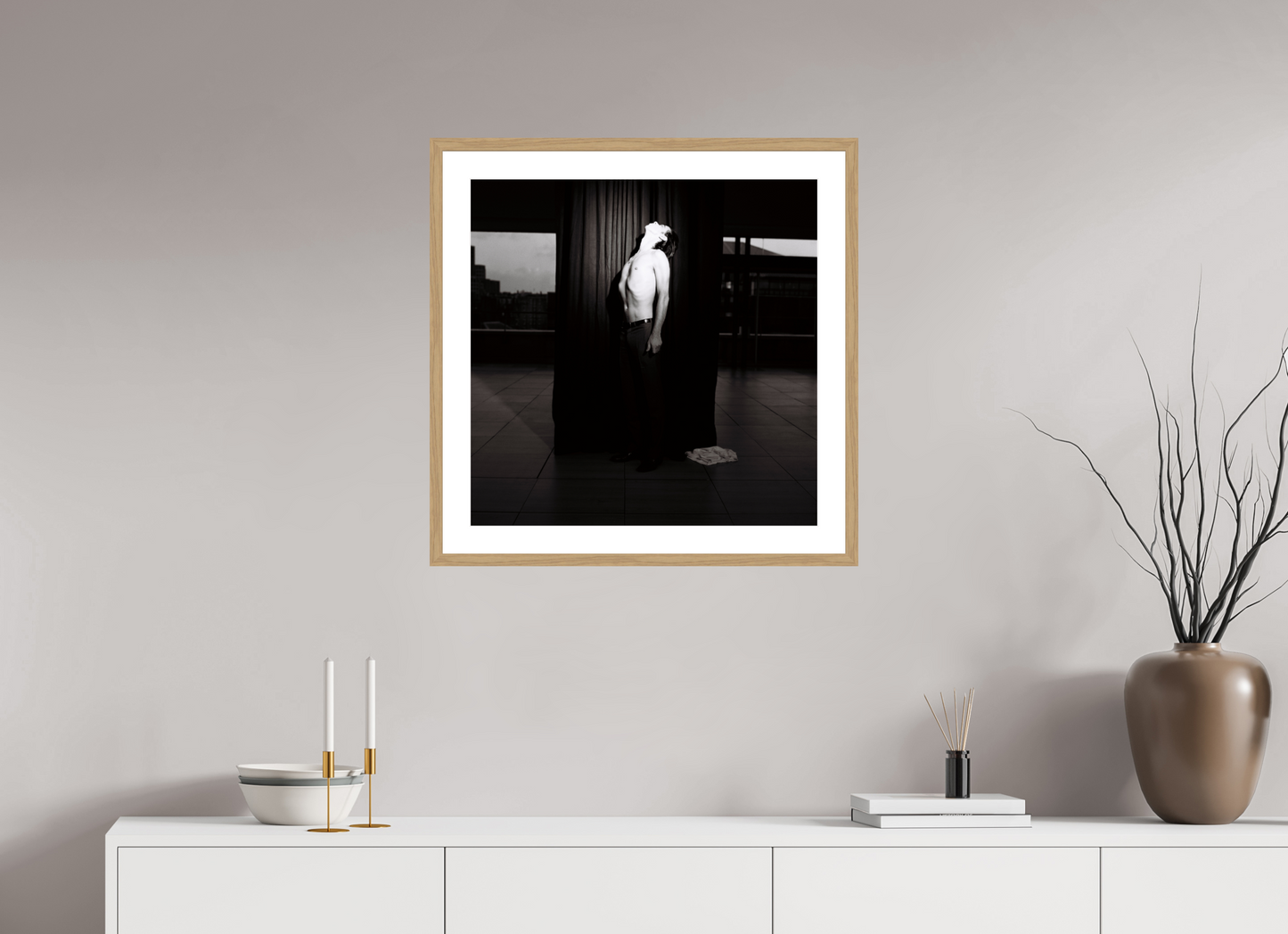60 x 60 cm, Wood Frame with Passe-Partout | Oak Nick Cave 08