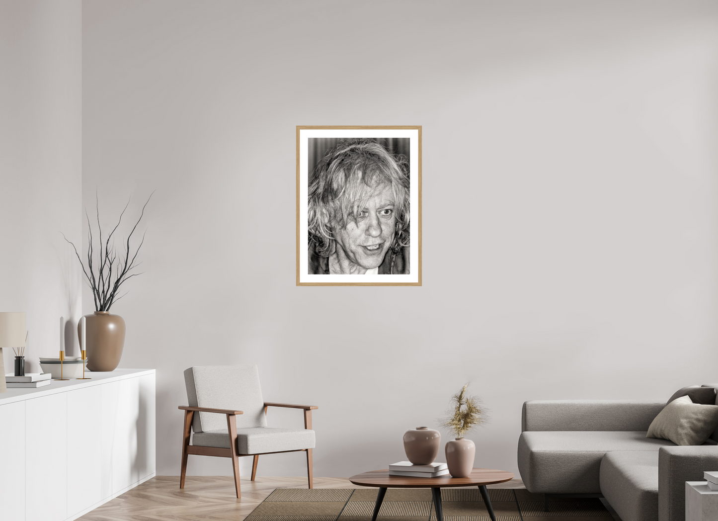 60 x 80 cm, Wood Frame with Passe-Partout | Oak Bob Geldof 06