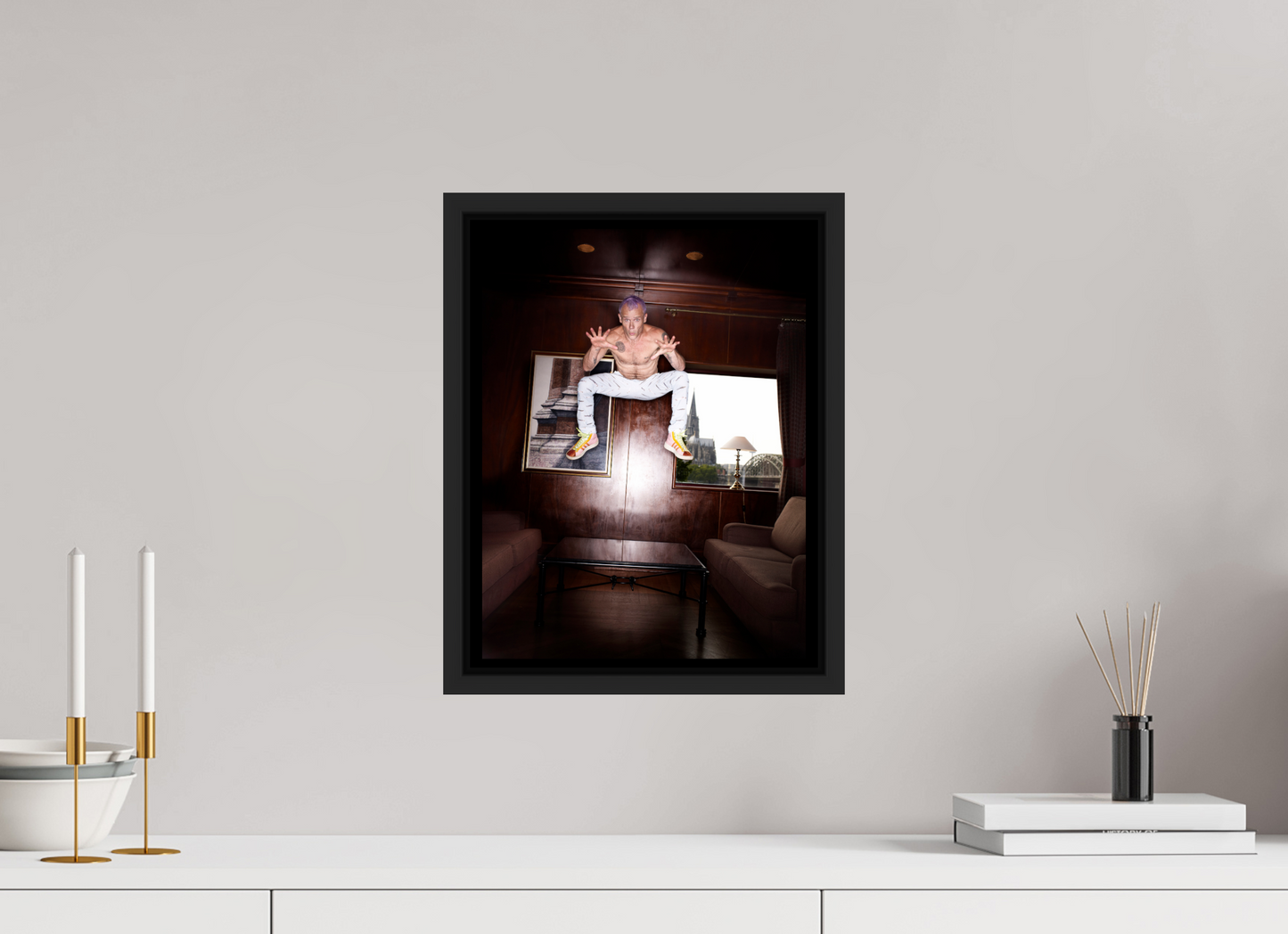 30 x 38,6 cm, Floater Frame | Black Matte Flea - Red Hot Chili Peppers 02