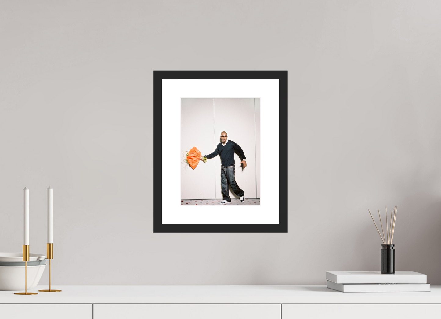 21 x 28 cm, Wood Frame with Passe-Partout | Black Matte Jamie Foxx 01