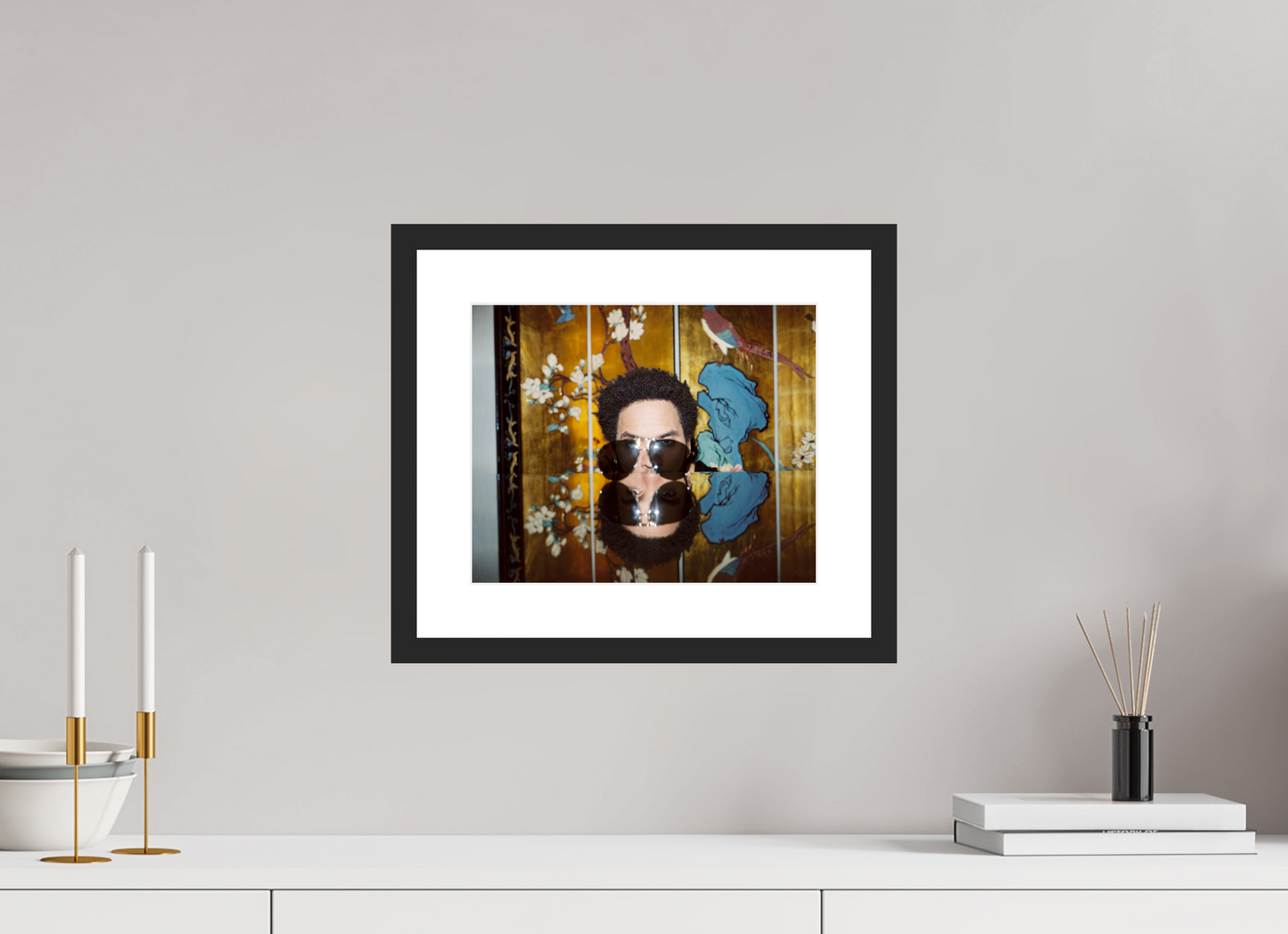 30,7 x 25 cm, Wood Frame with Passe-Partout | Black Matte Lenny Kravitz 03