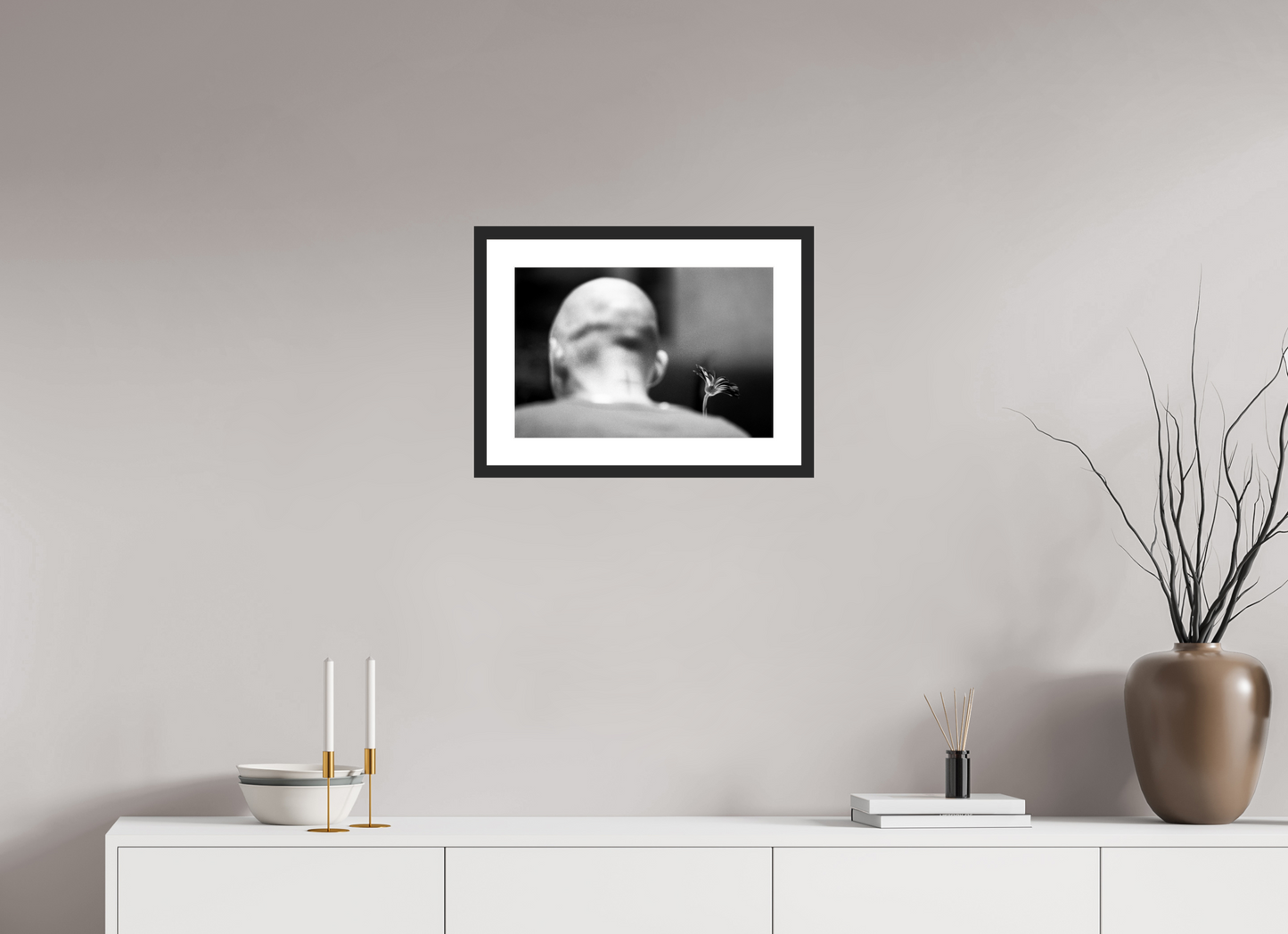 45 x 30 cm, Wood Frame with Passe-Partout | Black Matte Moby 02