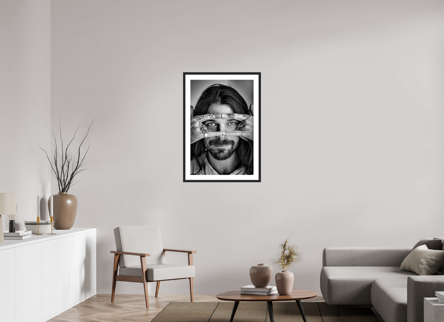 60 x 90 cm, Wood Frame with Passe-Partout | Black Matte Simon Neil - Biffy Clyro 01