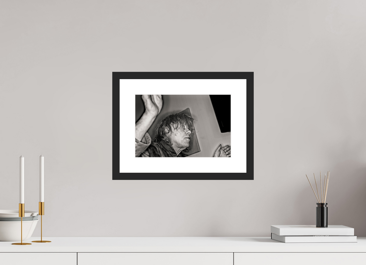 30 x 20 cm, Wood Frame with Passe-Partout | Black Matte Bob Geldof 08