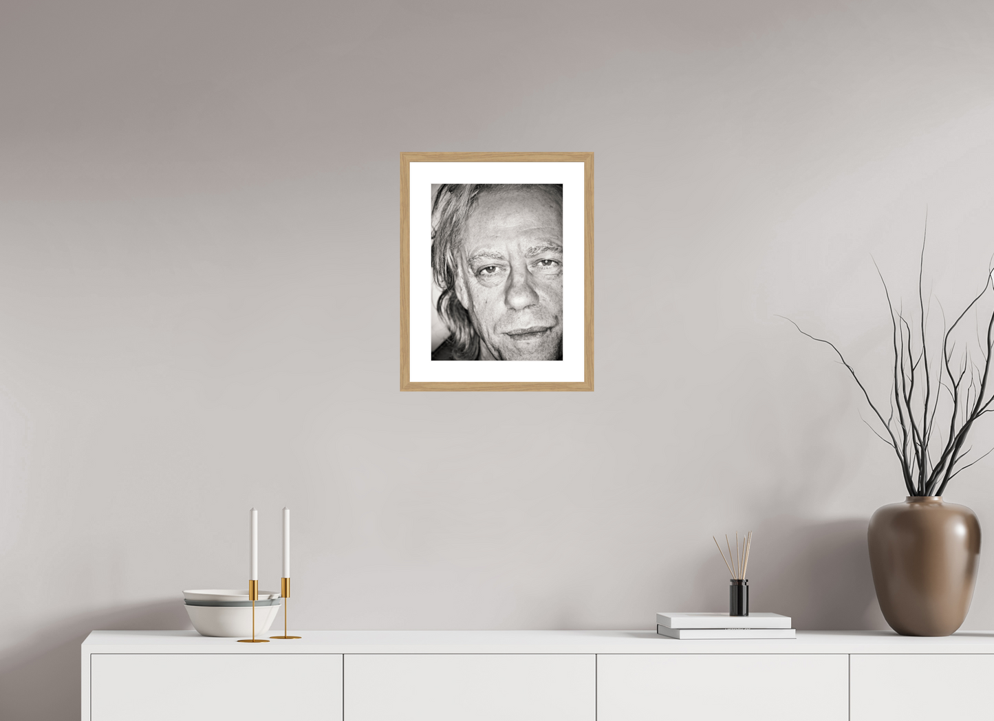 30 x 40 cm, Wood Frame with Passe-Partout | Oak Bob Geldof 04