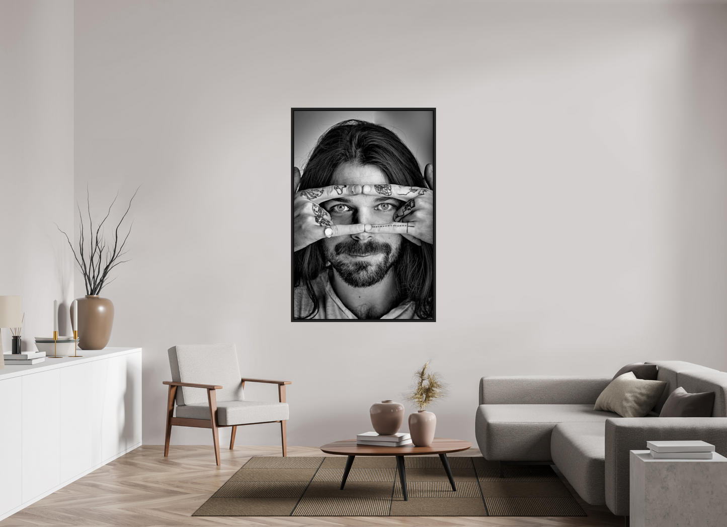 100 x 150 cm, Floater Frame | Black Matte Simon Neil - Biffy Clyro 01