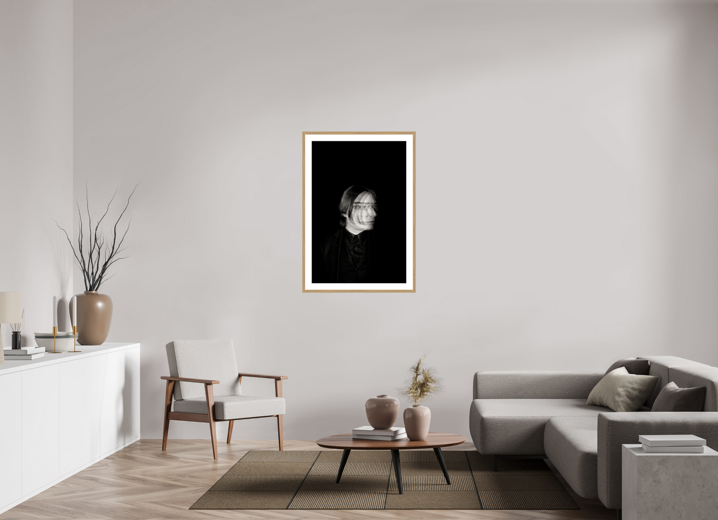 70 x 105 cm, Wood Frame with Passe-Partout | Oak Blixa Bargeld 01