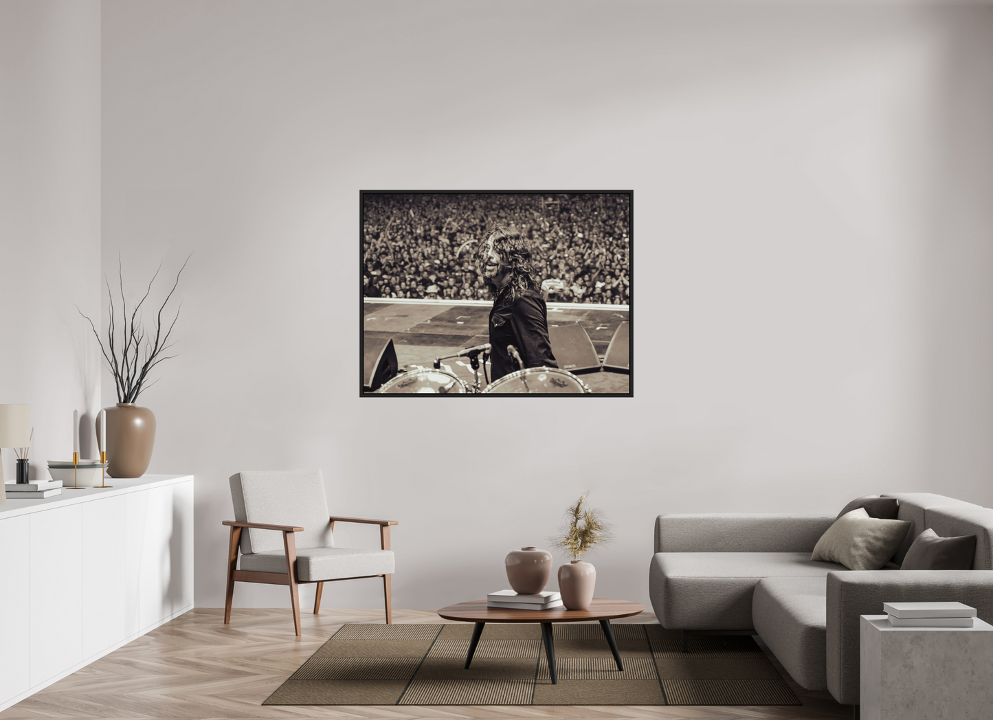 140 x 105 cm, Floater Frame | Black Matte Dave Grohl - Foo Fighters Live 12