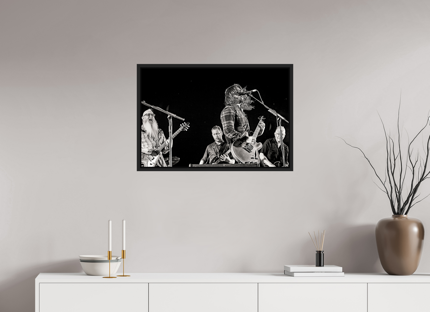 75 x 50 cm, Floater Frame | Black Matte Dave Grohl - Foo Fighters Live 03