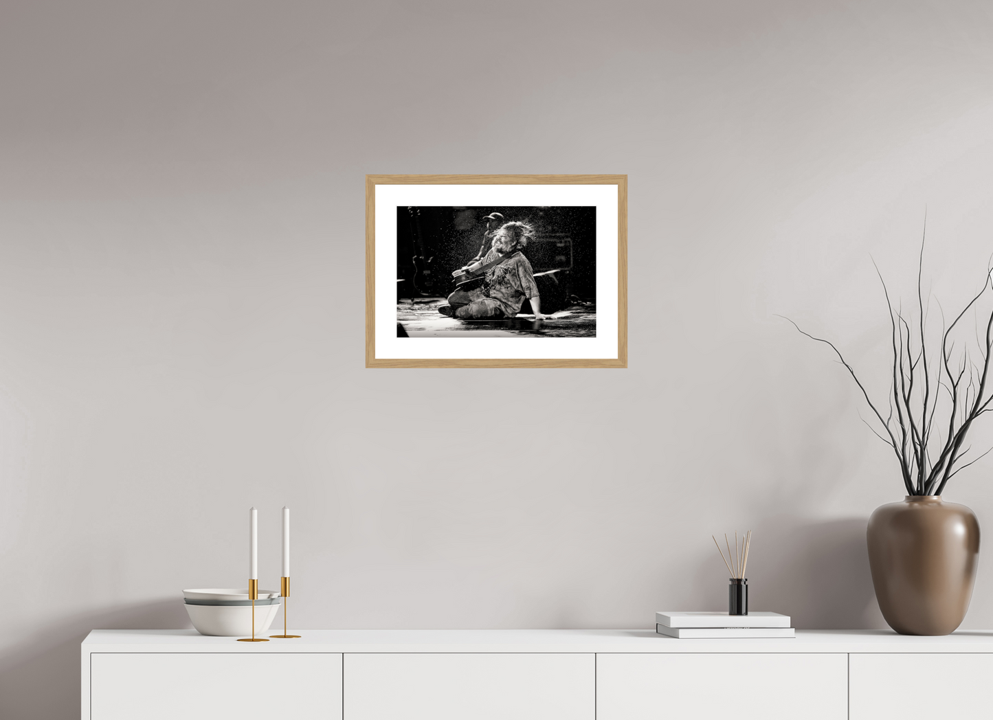 45 x 30 cm, Wood Frame with Passe-Partout | Oak Jack Black - Tenacious D Live 01