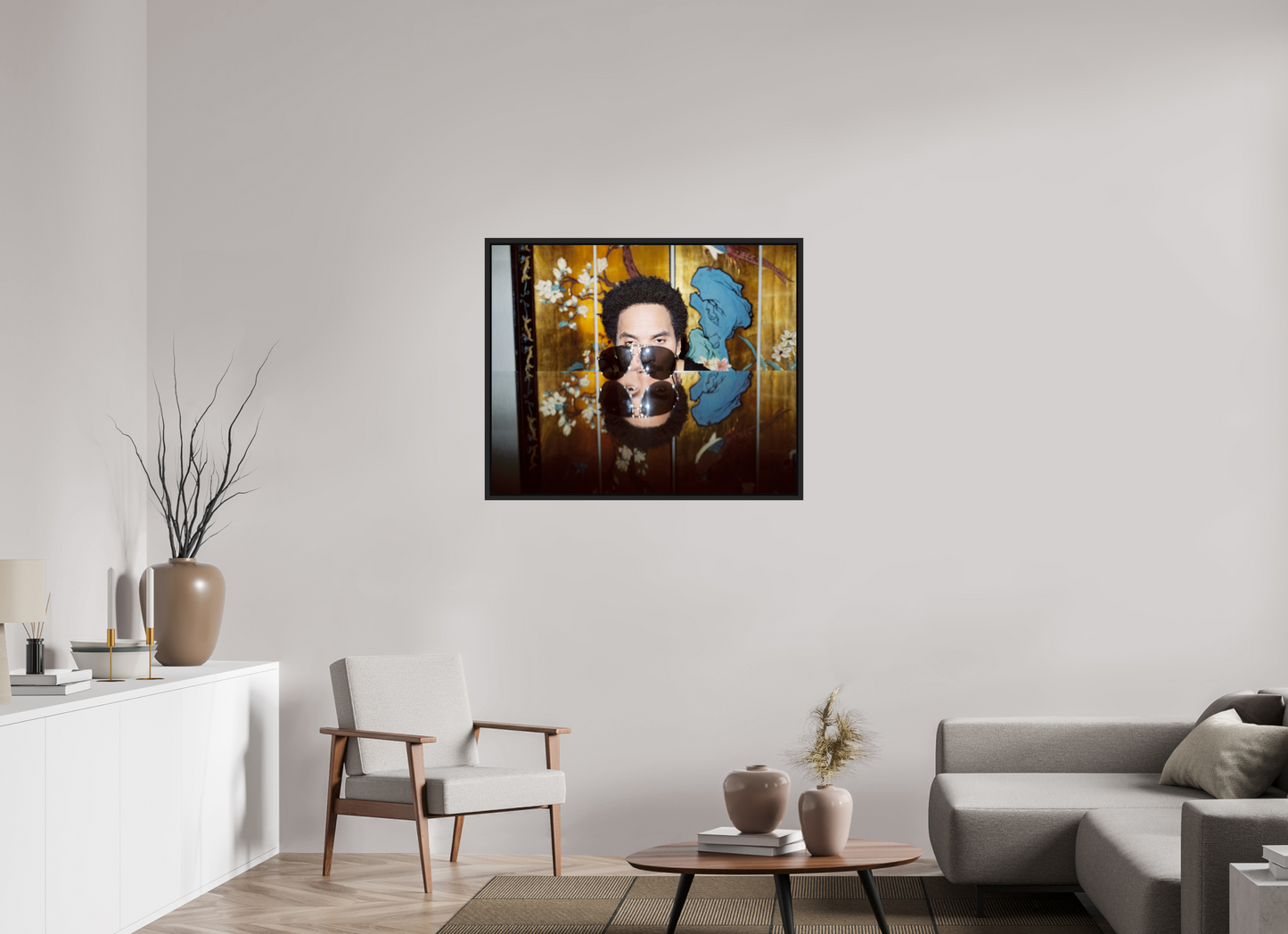 98,1 x 80 cm, Floater Frame | Black Matte Lenny Kravitz 02