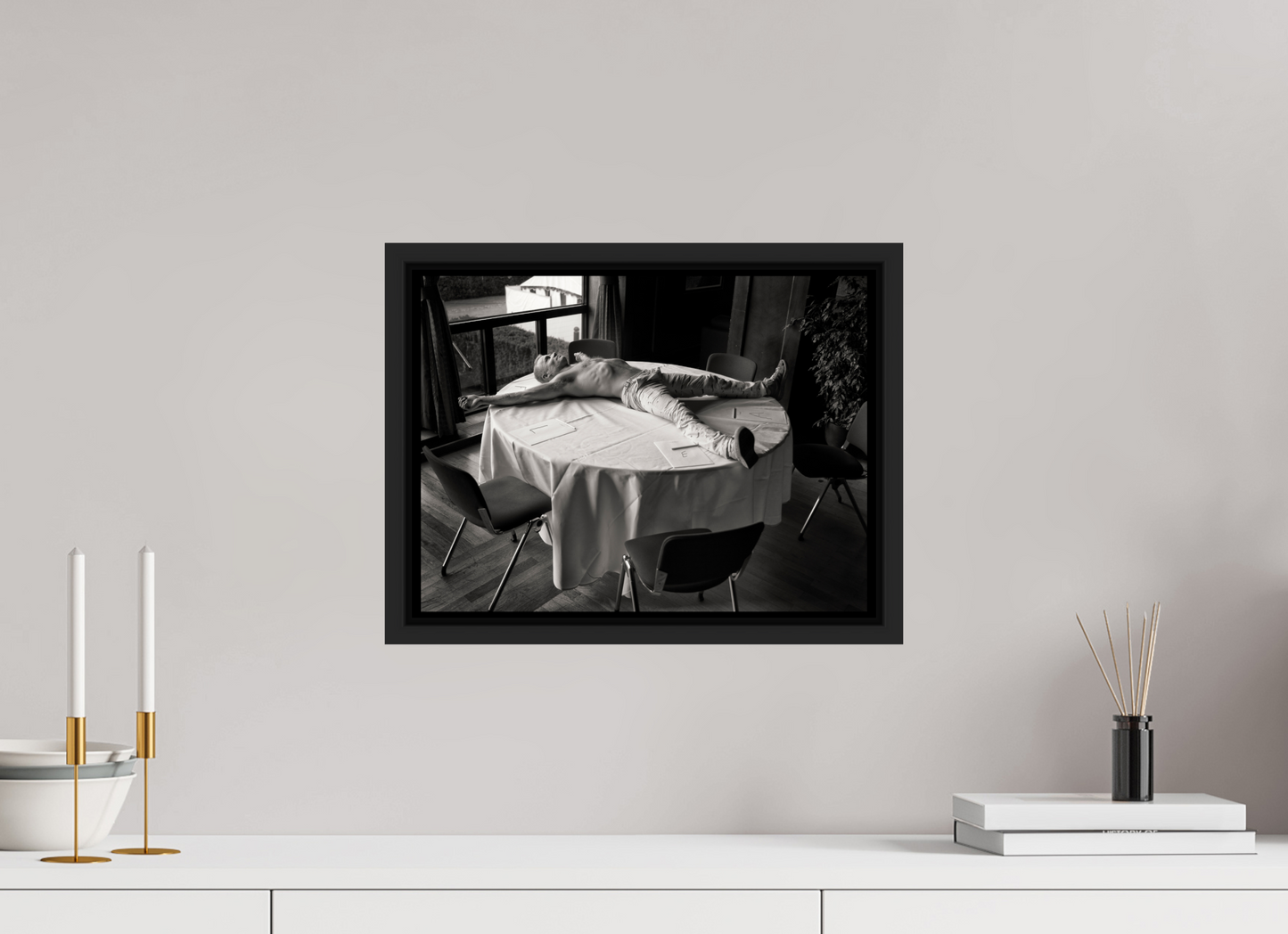 40 x 30 cm, Floater Frame | Black Matte Flea - Red Hot Chili Peppers 03