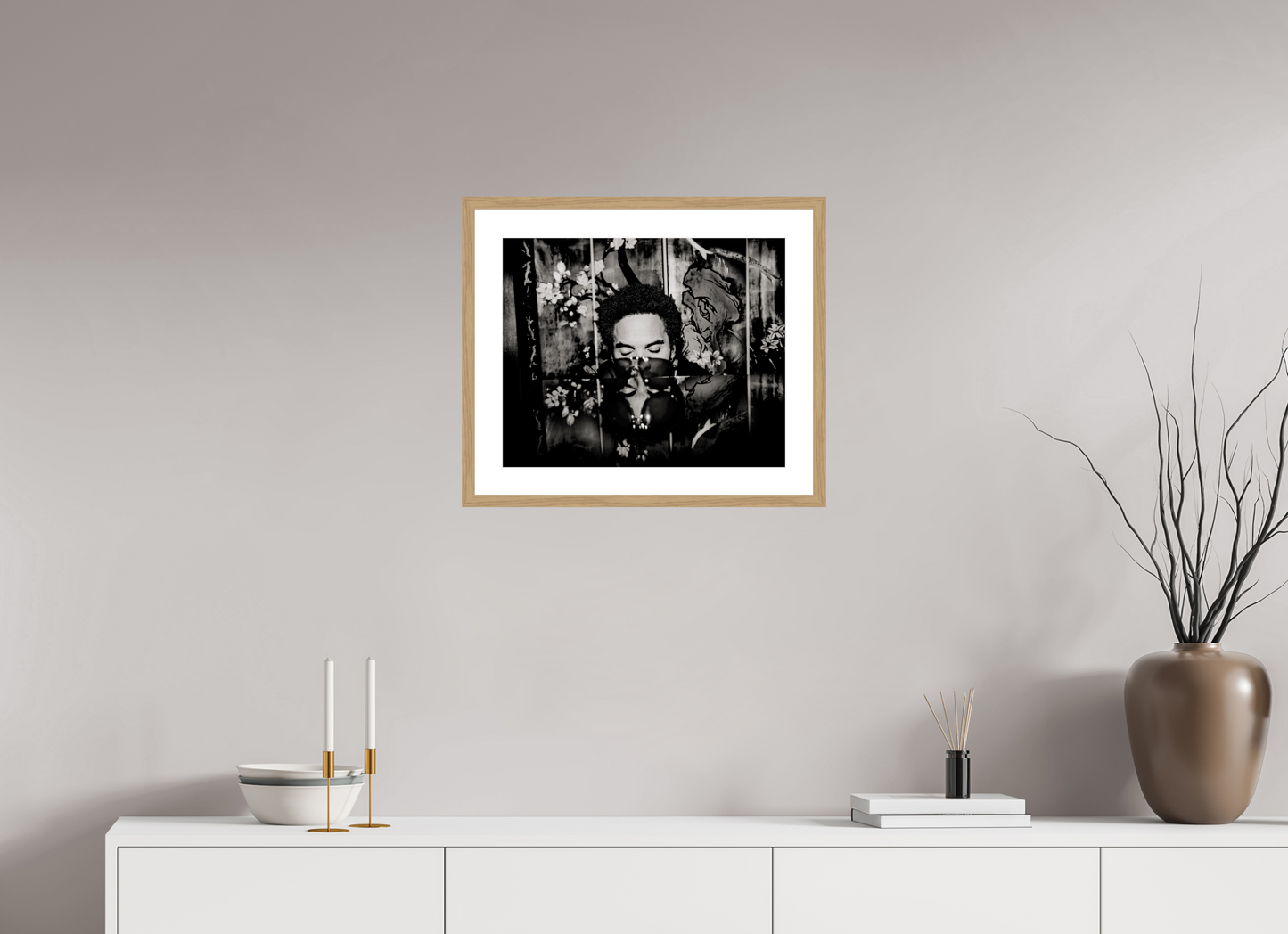 49,1 x 40 cm, Wood Frame with Passe-Partout | Oak Lenny Kravitz 01