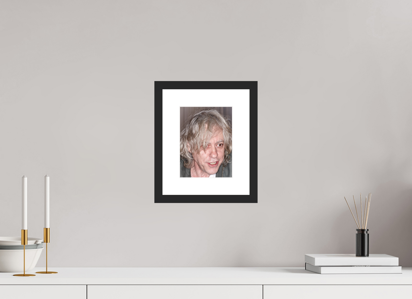 15 x 20 cm, Wood Frame with Passe-Partout | Black Matte Bob Geldof 05
