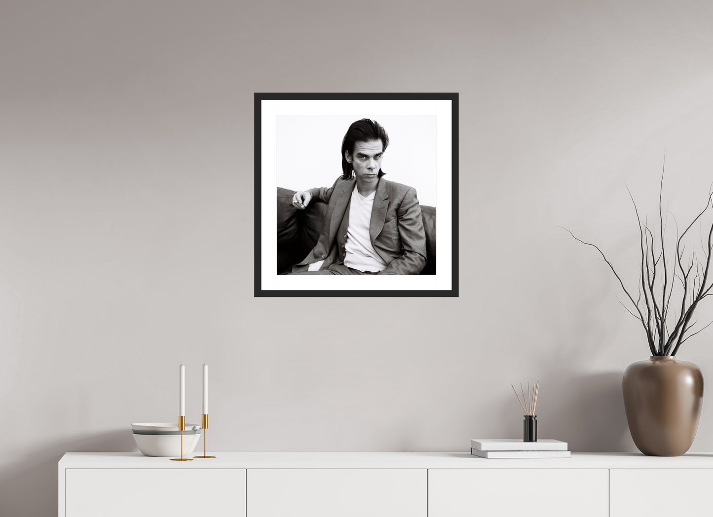 50 x 50 cm, Wood Frame with Passe-Partout | Black Matte Nick Cave 01