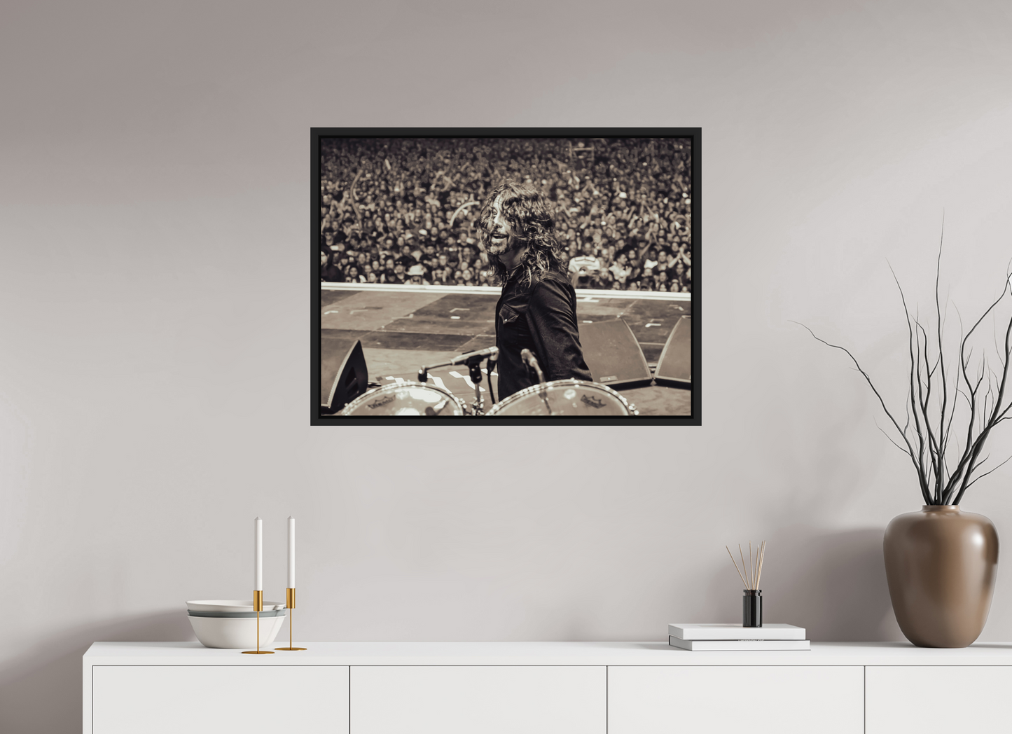 80 x 60 cm, Floater Frame | Black Matte Dave Grohl - Foo Fighters Live 12