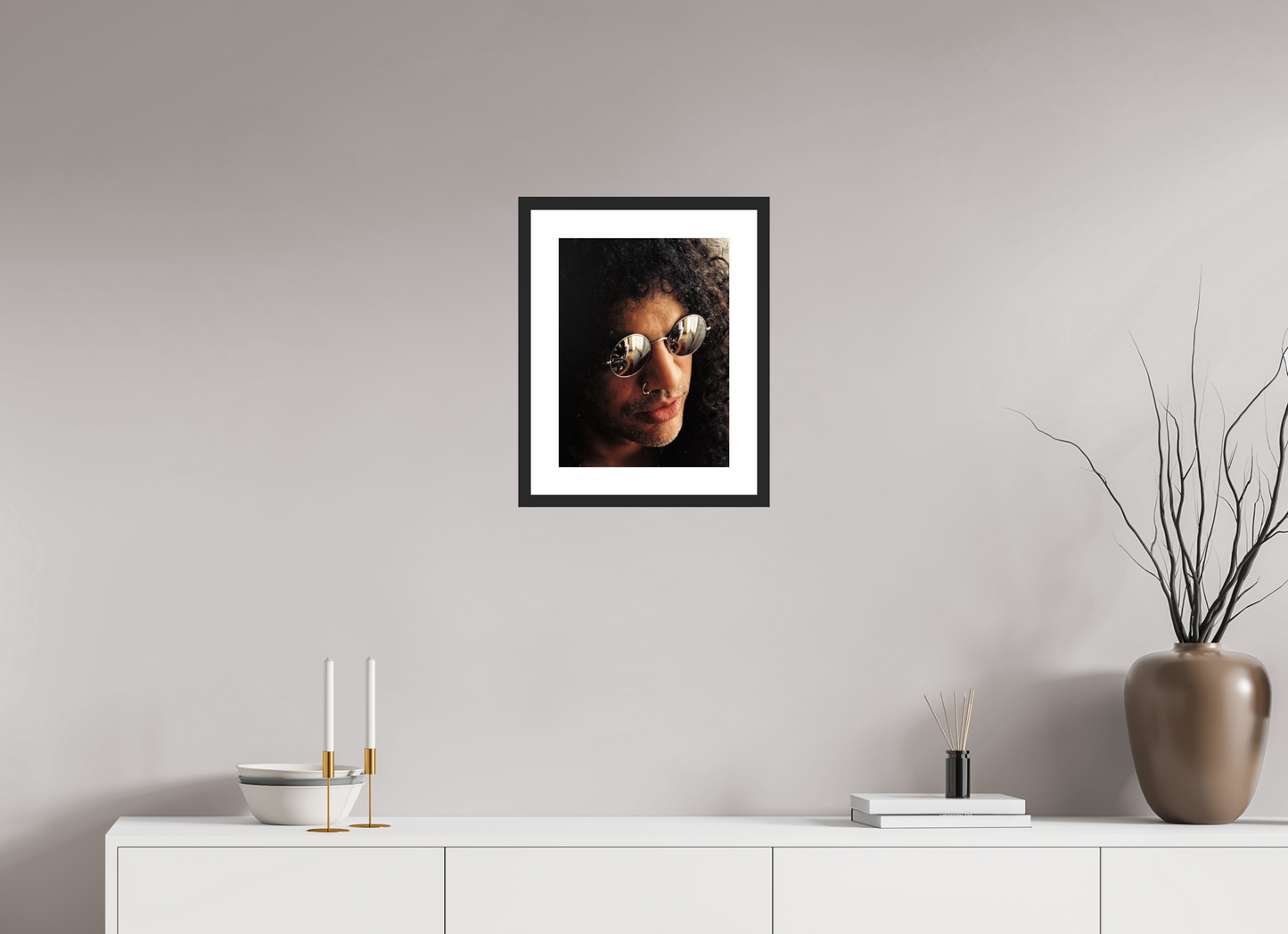 30 x 40 cm, Wood Frame with Passe-Partout | Black Matte Slash 04