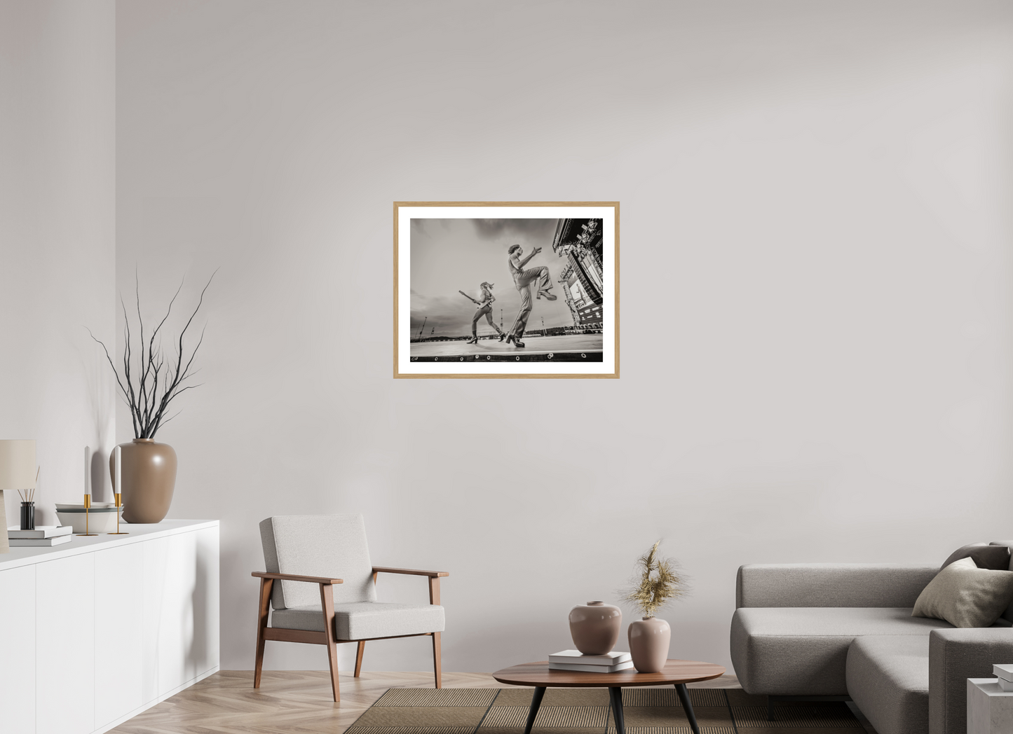 80 x 60 cm, Wood Frame with Passe-Partout | Oak Måneskin Live 01