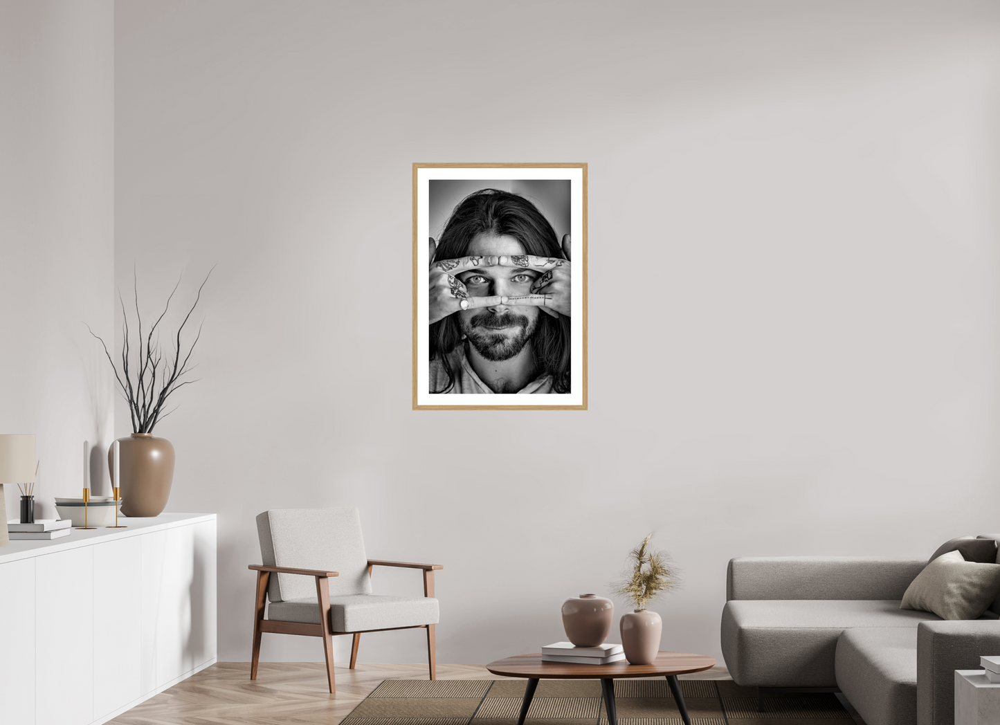 60 x 90 cm, Wood Frame with Passe-Partout | Oak Simon Neil - Biffy Clyro 01
