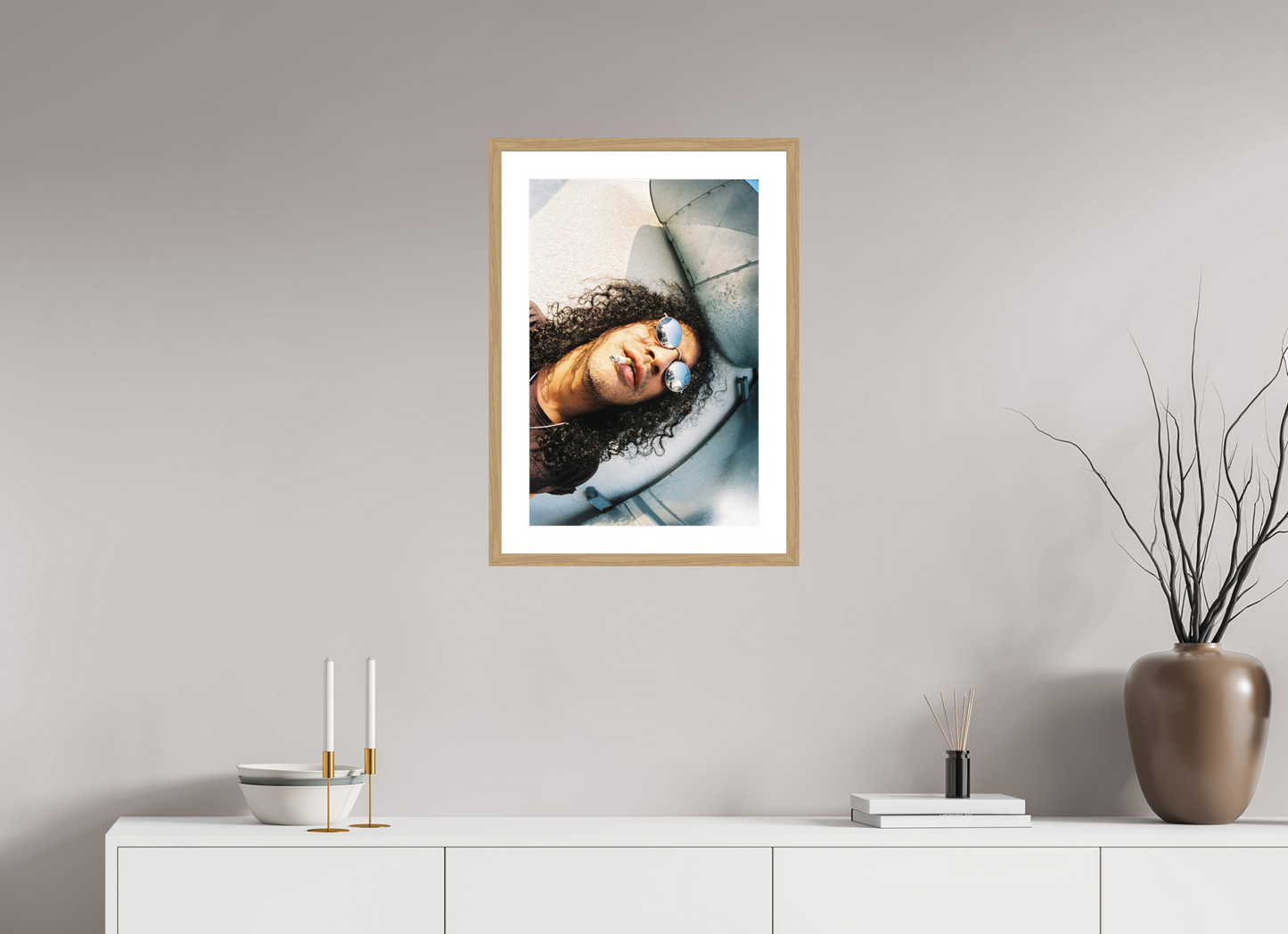 40 x 60 cm, Wood Frame with Passe-Partout | Oak Slash 01