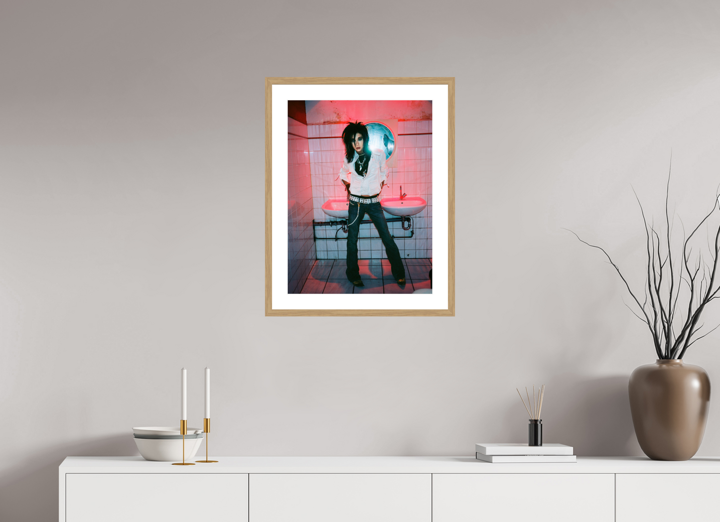 45 x 60 cm, Wood Frame with Passe-Partout | Oak Bill Kaulitz - Tokio Hotel 02