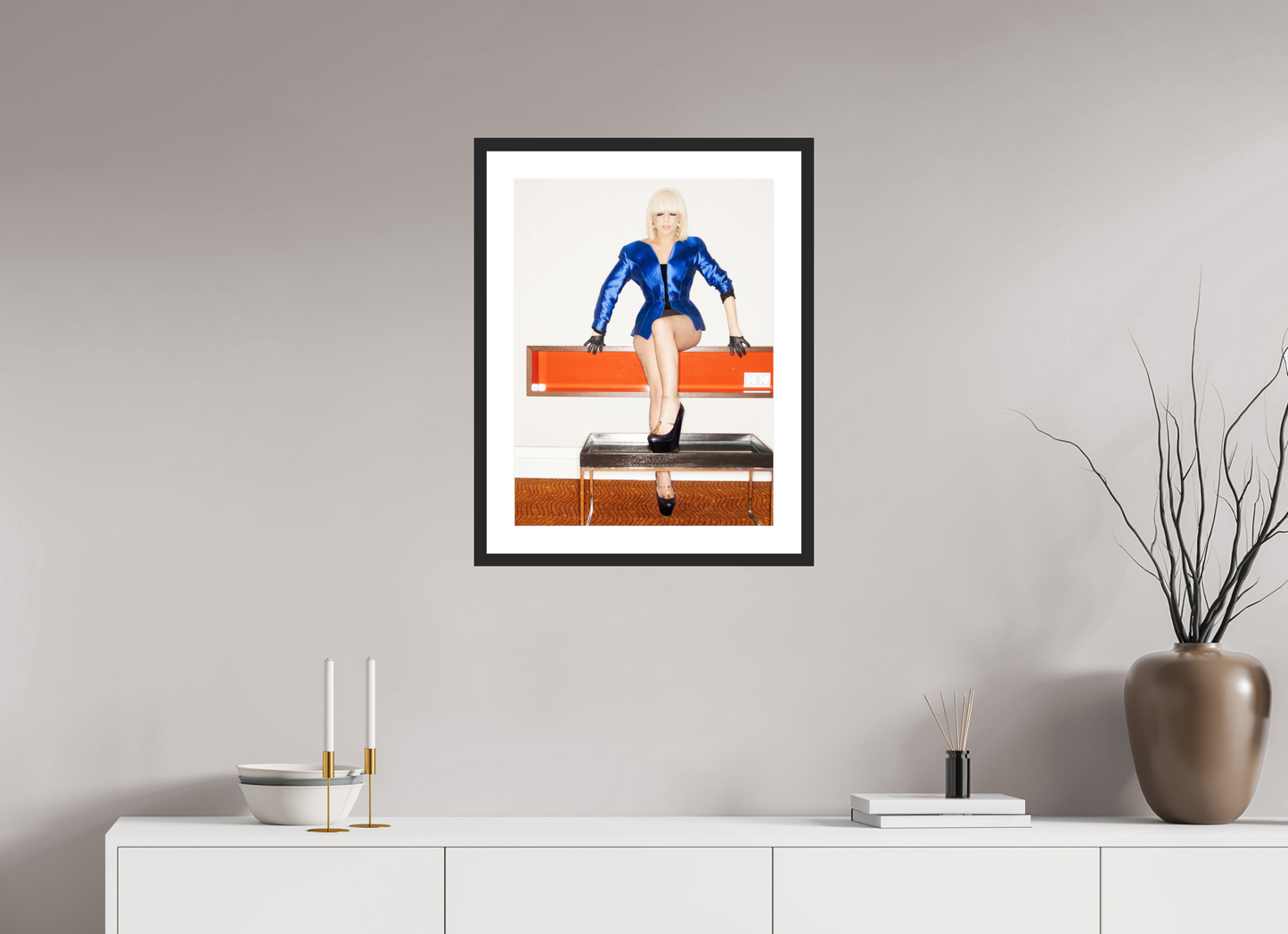 45 x 60 cm, Wood Frame with Passe-Partout | Black Matte Lady Gaga 07