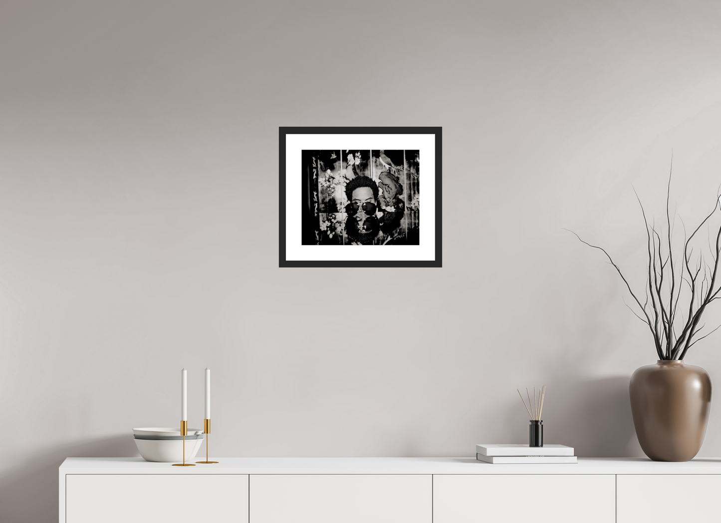 36,8 x 30 cm, Wood Frame with Passe-Partout | Black Matte Lenny Kravitz 04