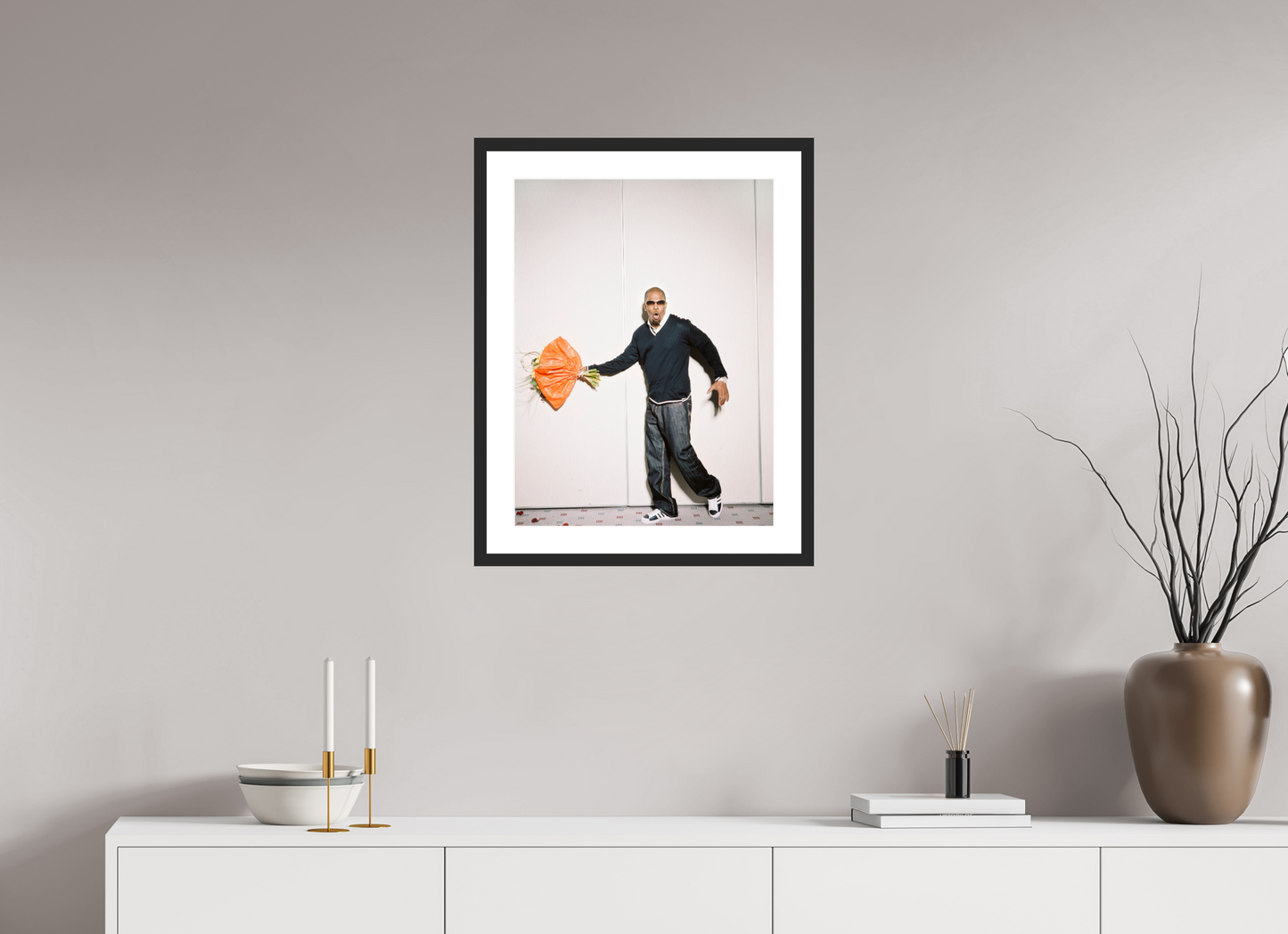 45 x 60 cm, Wood Frame with Passe-Partout | Black Matte Jamie Foxx 01