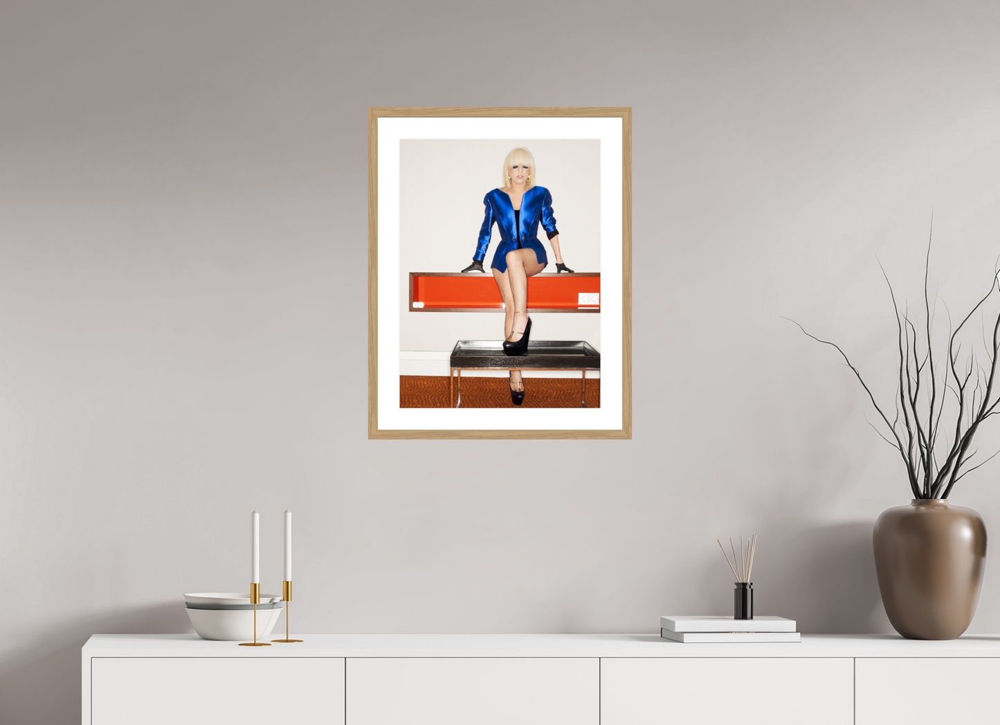 45 x 60 cm, Wood Frame with Passe-Partout | Oak Lady Gaga 05