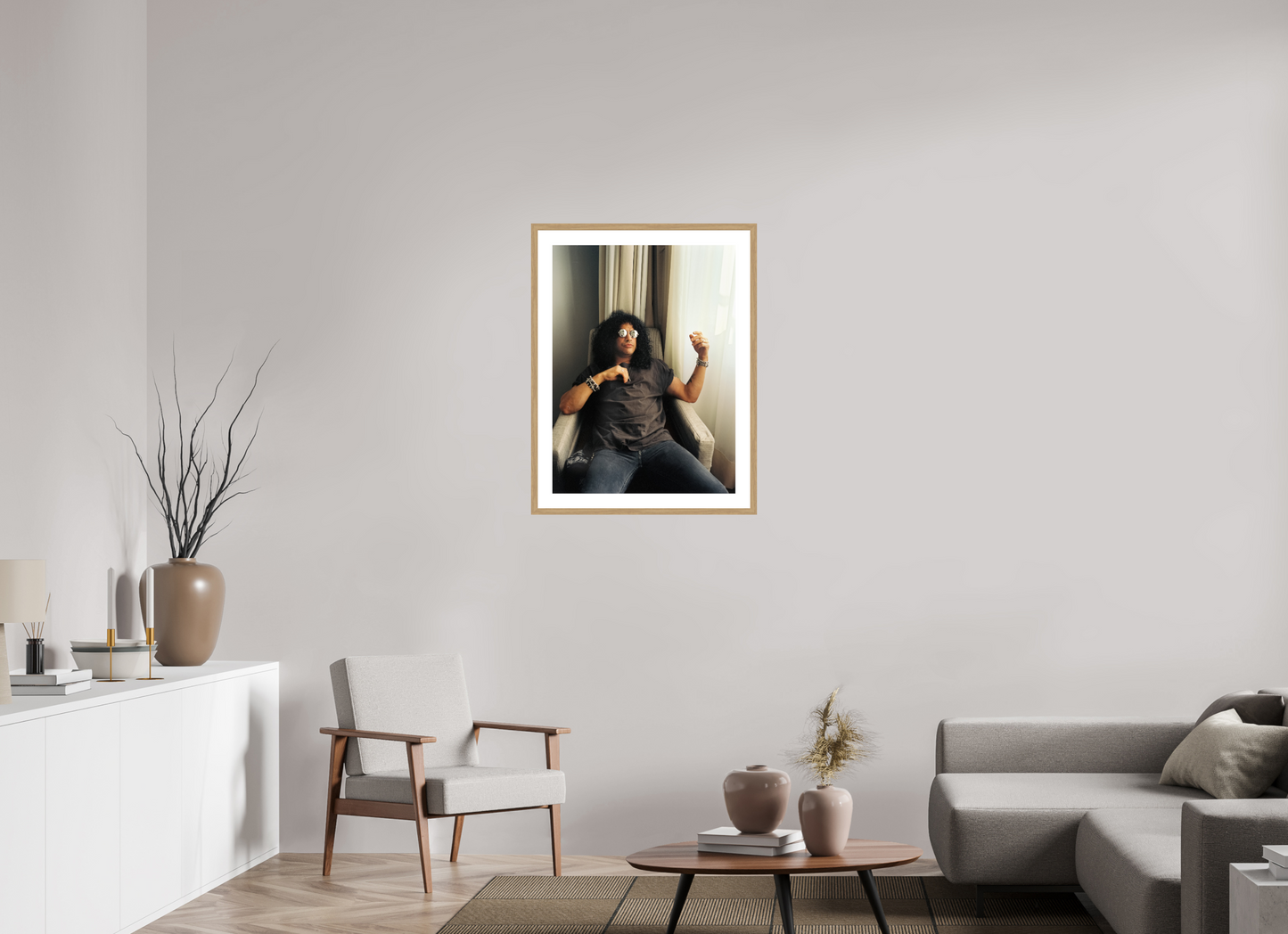 60 x 81,1 cm, Wood Frame with Passe-Partout | Oak Slash 03