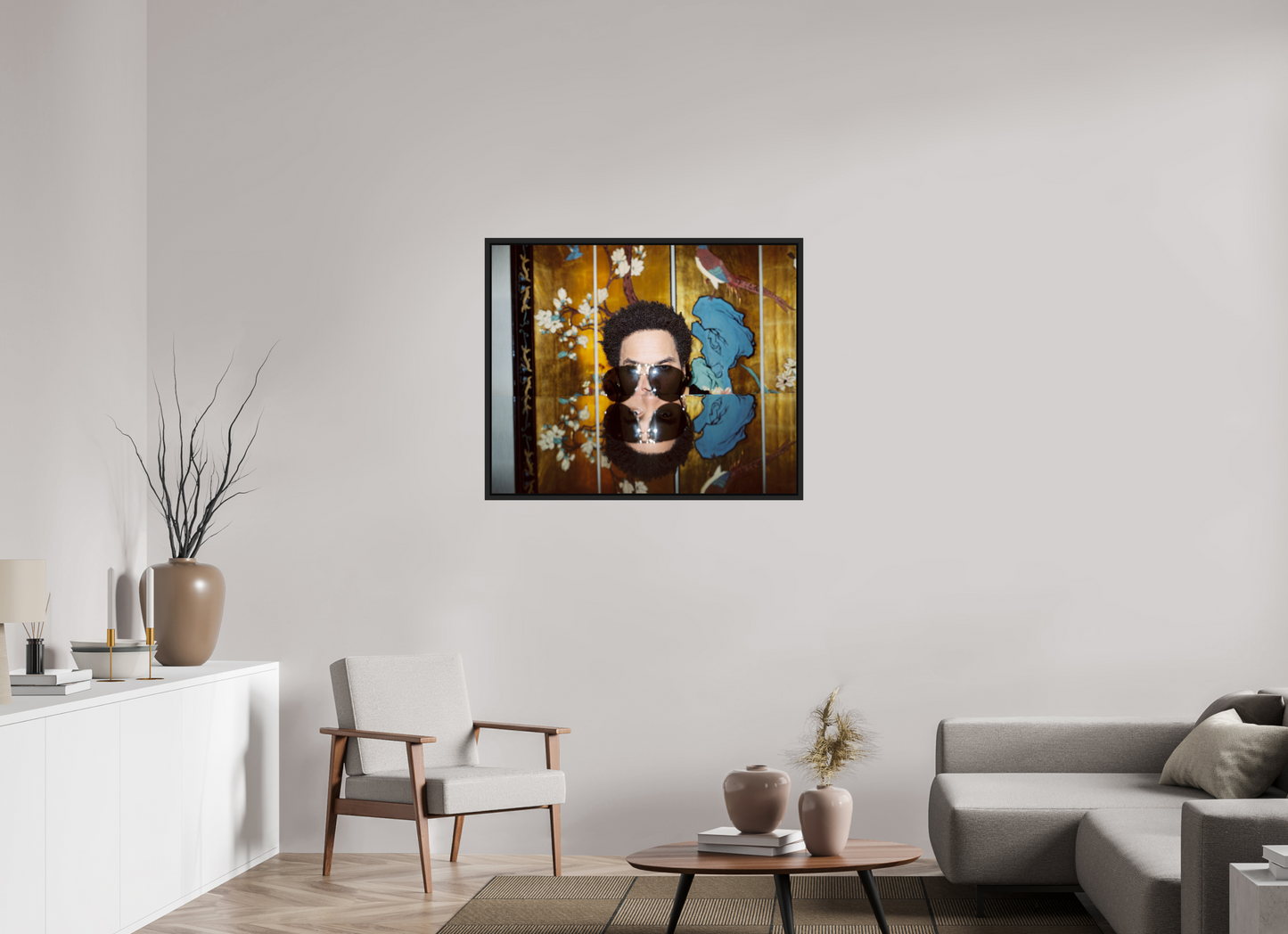 98,1 x 80 cm, Floater Frame | Black Matte Lenny Kravitz 03