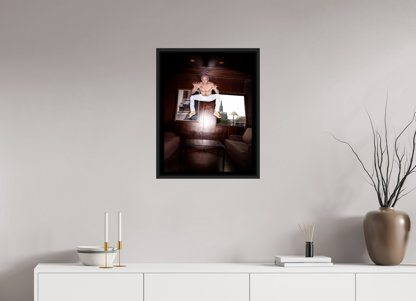 50 x 64,3 cm, Floater Frame | Black Matte Flea - Red Hot Chili Peppers 02