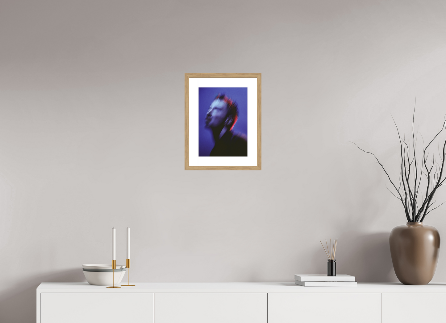 25 x 35 cm, Wood Frame with Passe-Partout | Oak Thom Yorke - Radiohead 01