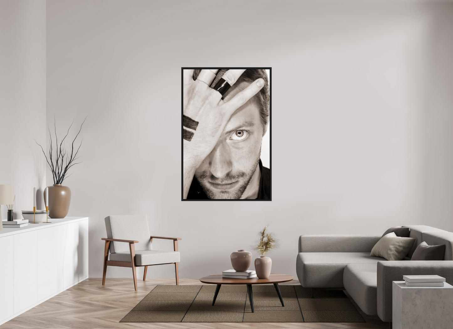 100 x 150 cm, Floater Frame | Black Matte Chris Martin - Coldplay 05