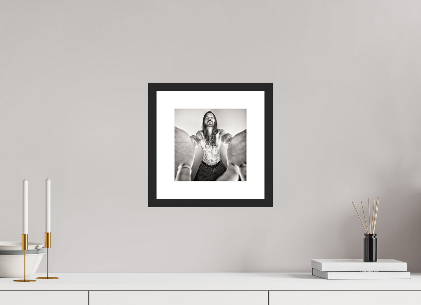 20 x 20 cm, Wood Frame with Passe-Partout | Black Matte Simon Neil - Biffy Clyro 02