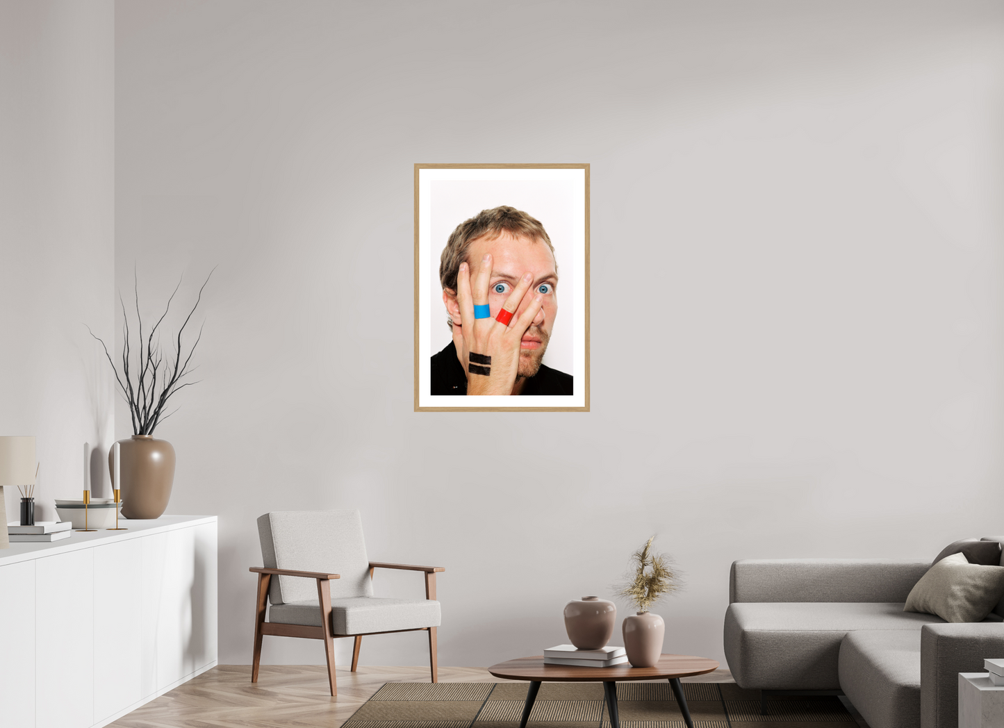 60 x 90 cm, Wood Frame with Passe-Partout | Oak Chris Martin - Coldplay 06