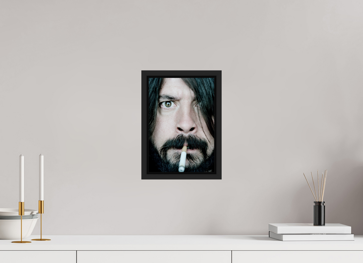 20 x 28,8 cm, Floater Frame | Black Matte Dave Grohl - Foo Fighters 01