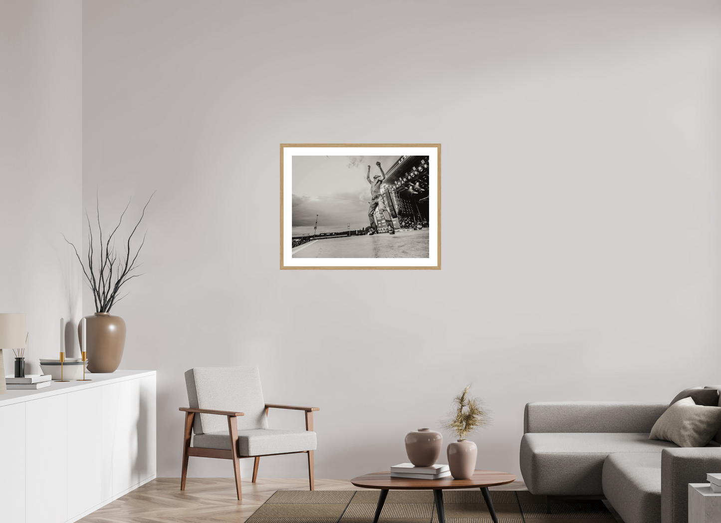 80 x 60 cm, Wood Frame with Passe-Partout | Oak Måneskin Live 03